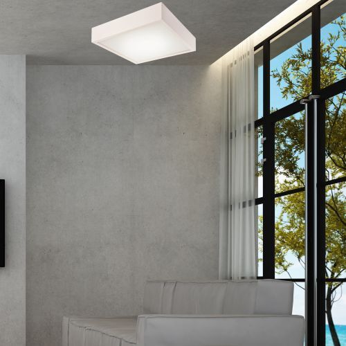 Plafonnier LED Blanc Bois Angulaire Salon