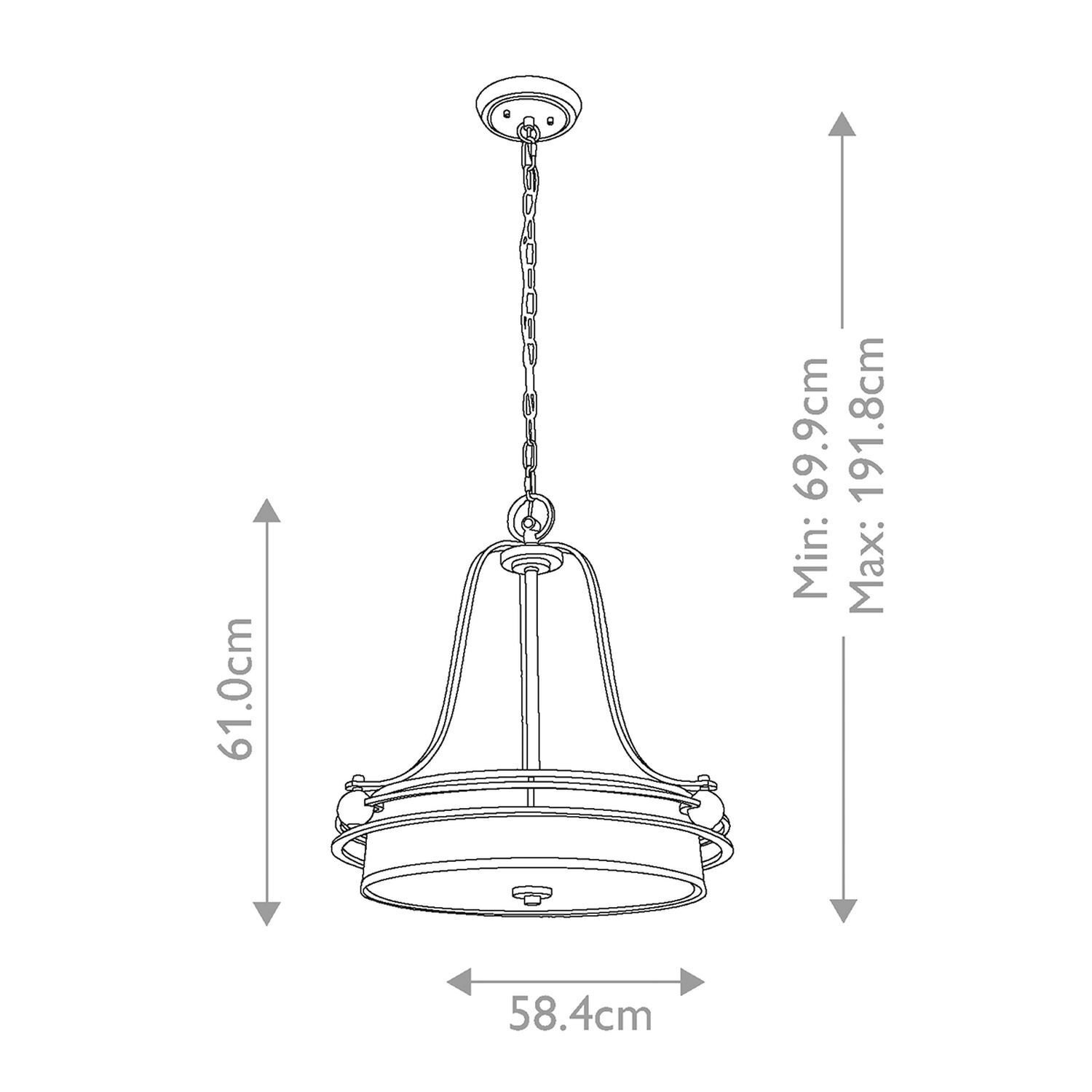 Suspension verre métal ronde D : 58,4 cm 4x E27 faible éblouissement Leuchter, Lampe