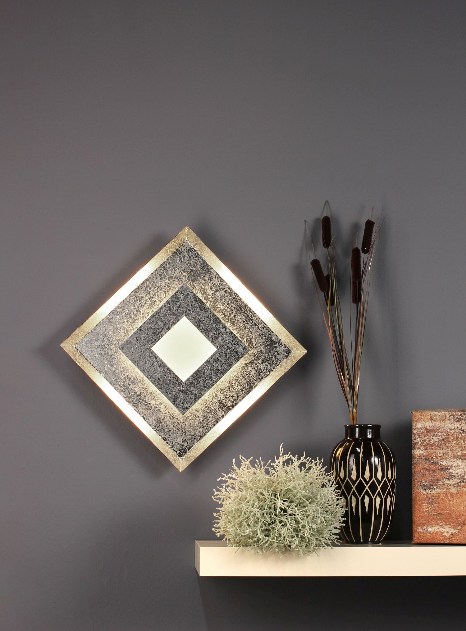 Applique LED Métal Argent L:32 cm Applique Plafond à intensité variable
