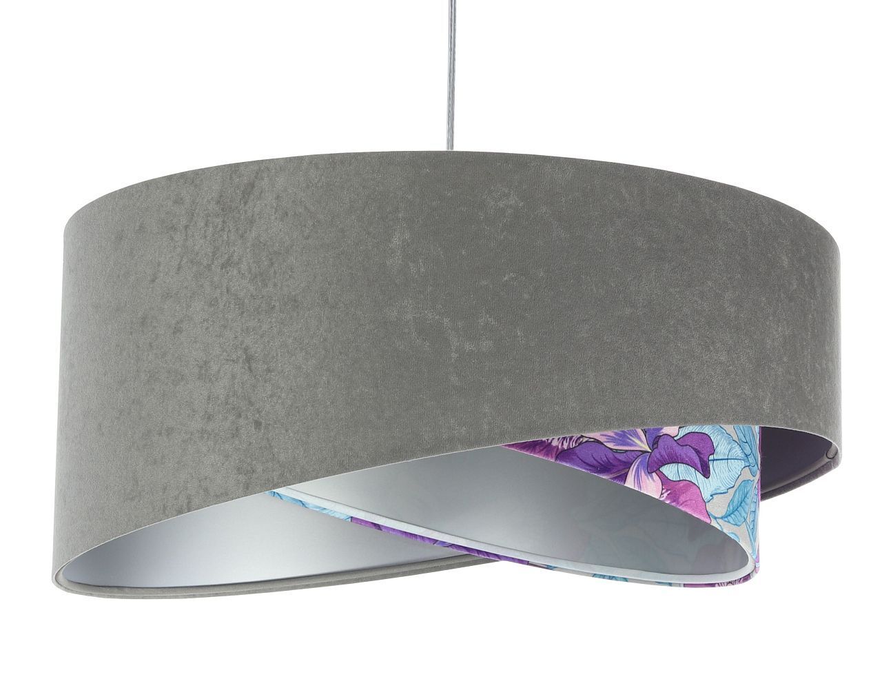 Suspension Gris Violet Argent Ø 50 cm Aspect velours Tissu