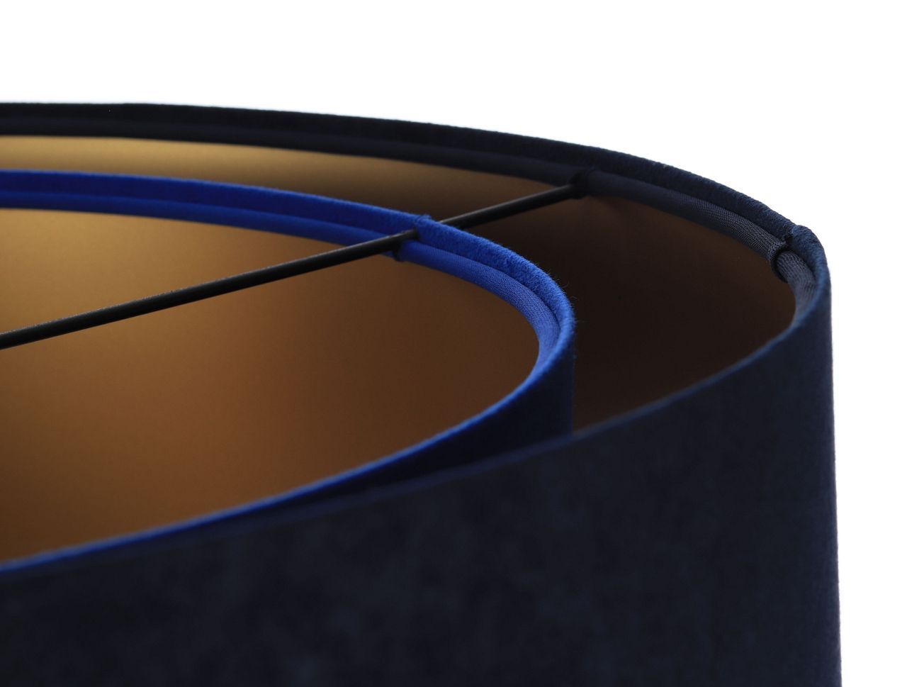 Lampe à suspendre Bleu Or E27 Ø 50 cm Tissu Abat-jour aspect velours