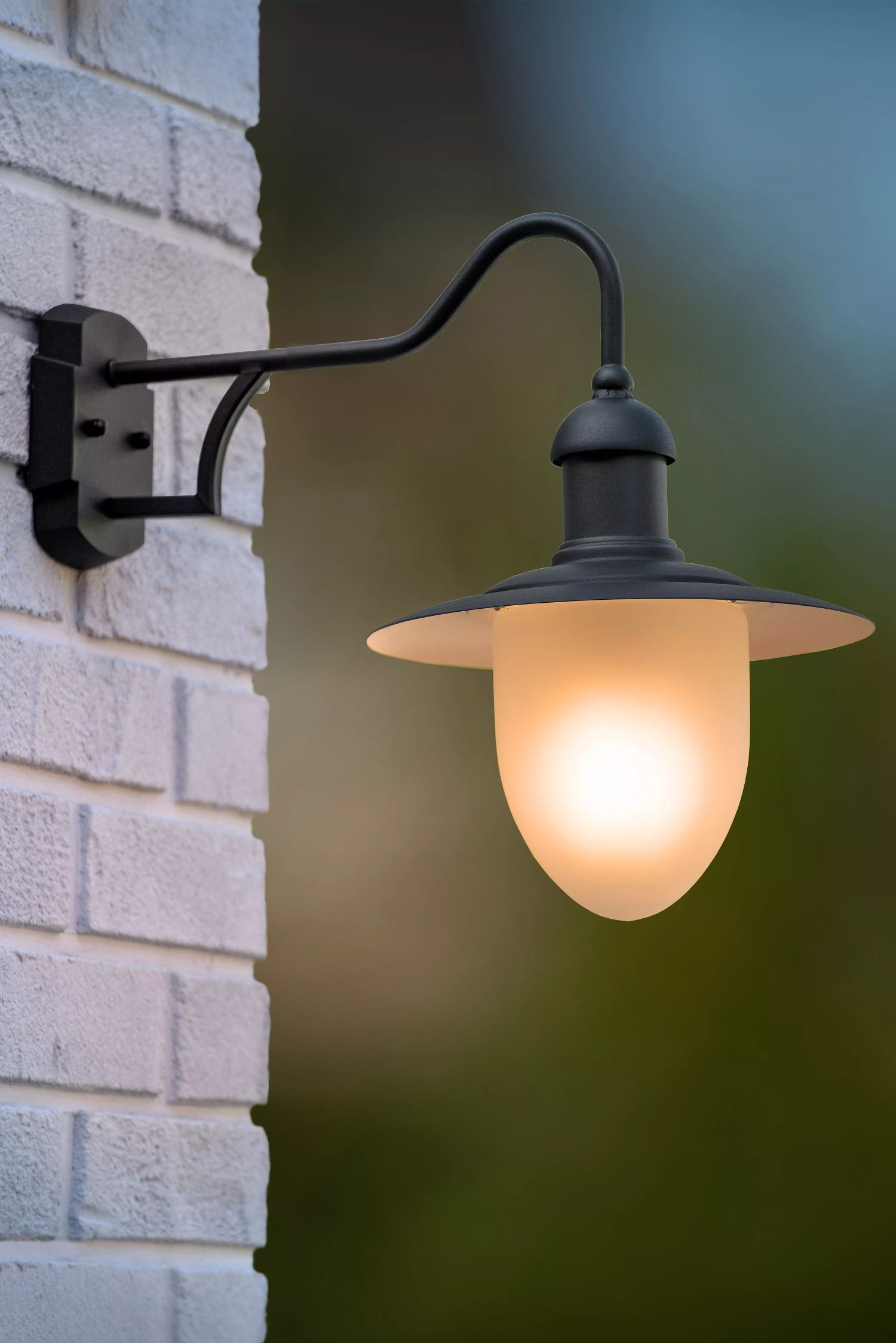 Lampe murale métal verre noir P:44 cm IP44 jardin cour