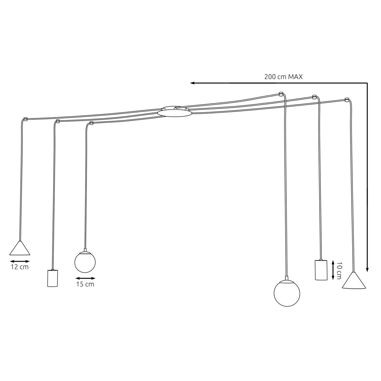 XXL Lampe à suspendre Spider Métal Verre flexible stylé