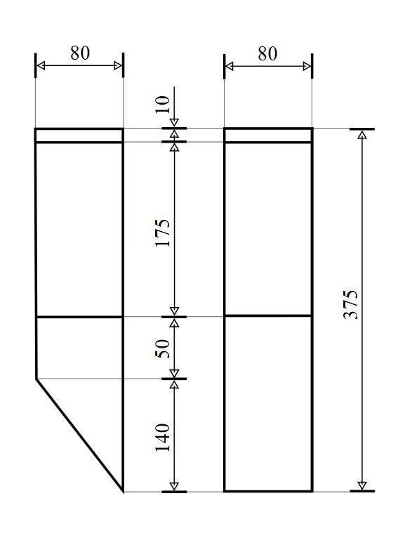 Schrank, Kühlschrank?, Technische Zeichnung, Maßangaben, Garderobe