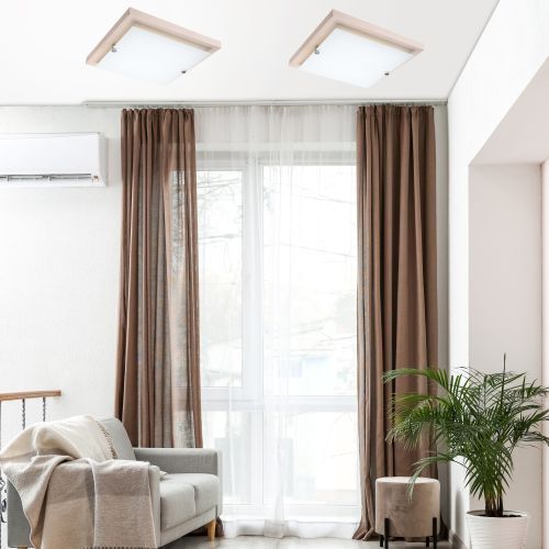 Plafonnier LED ERIN Blanc carré Salon