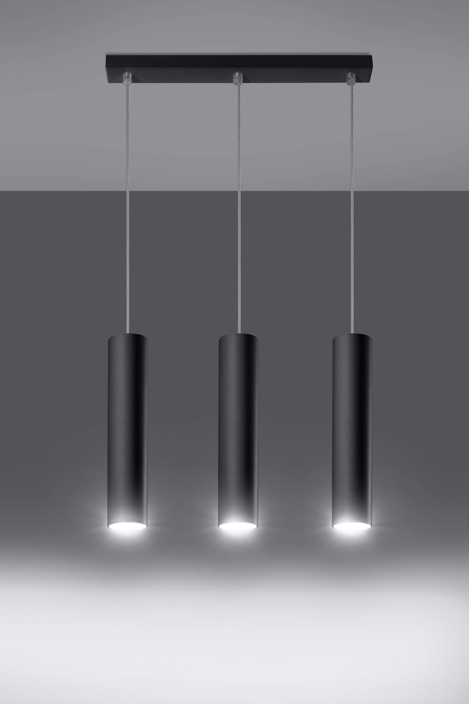 Suspension métal 3 flammes GU10 L : 45 cm Noir