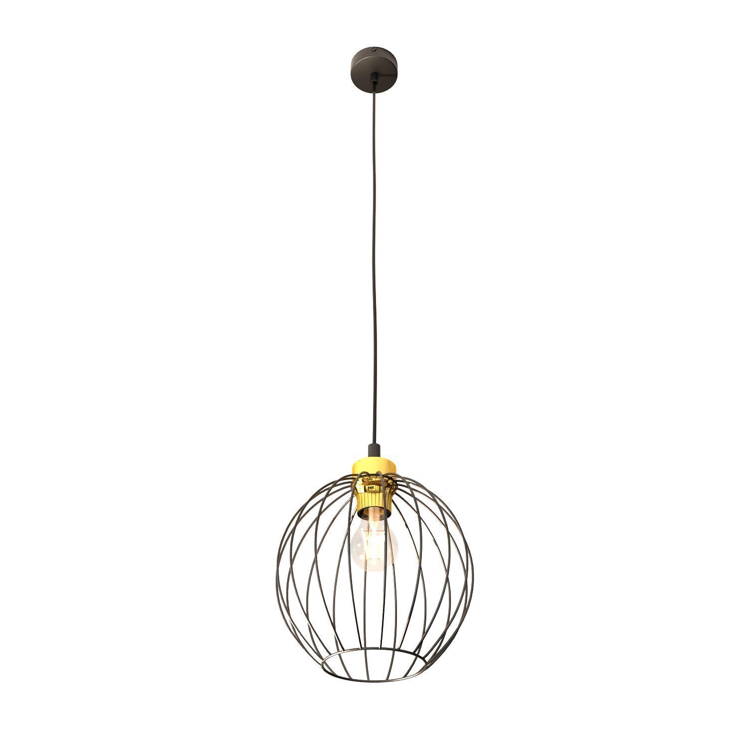 Suspension Noir Or Métal E27 Ø24 cm rond Rétro