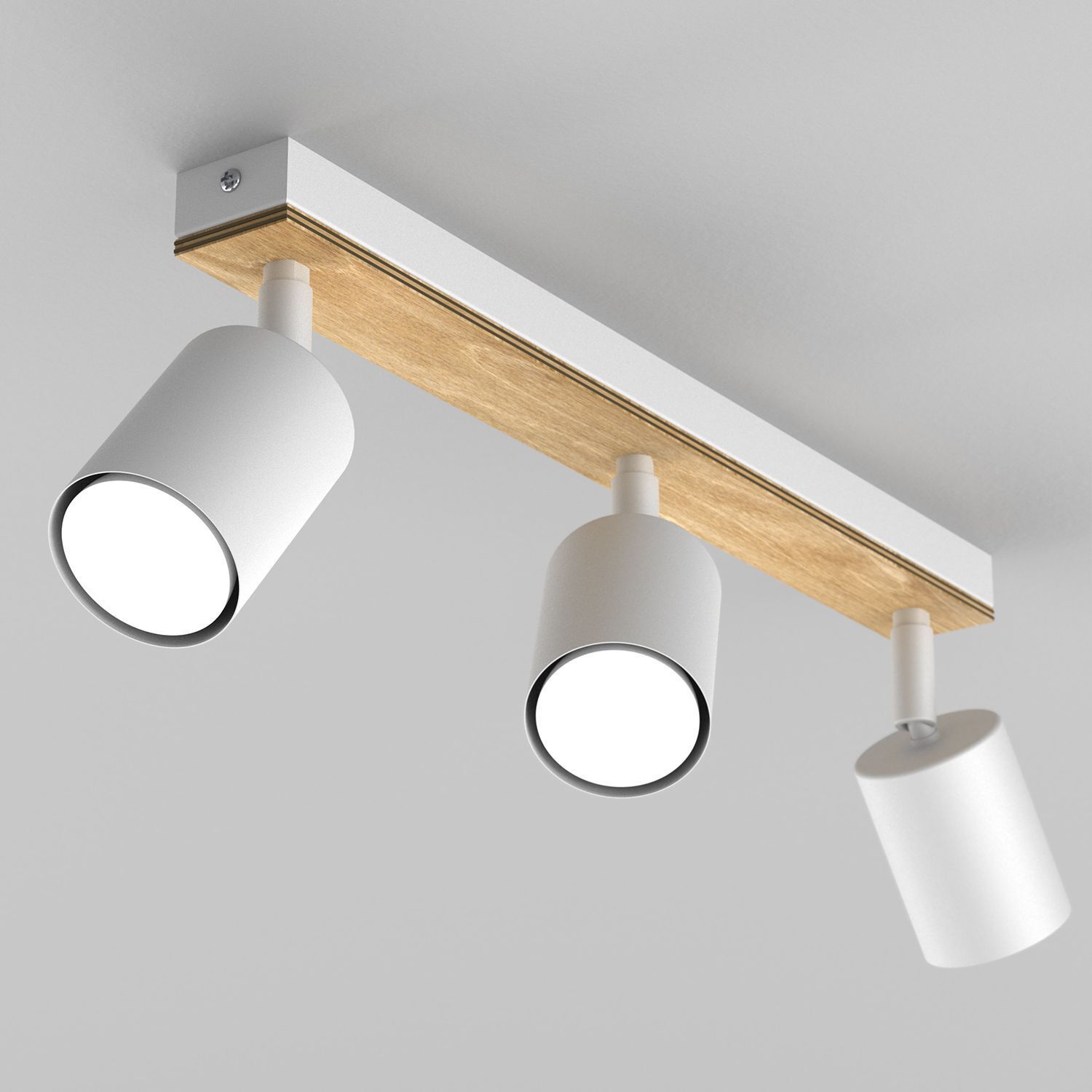 Spot de plafond flexible bois métal blanc naturel 3-flmg GU10