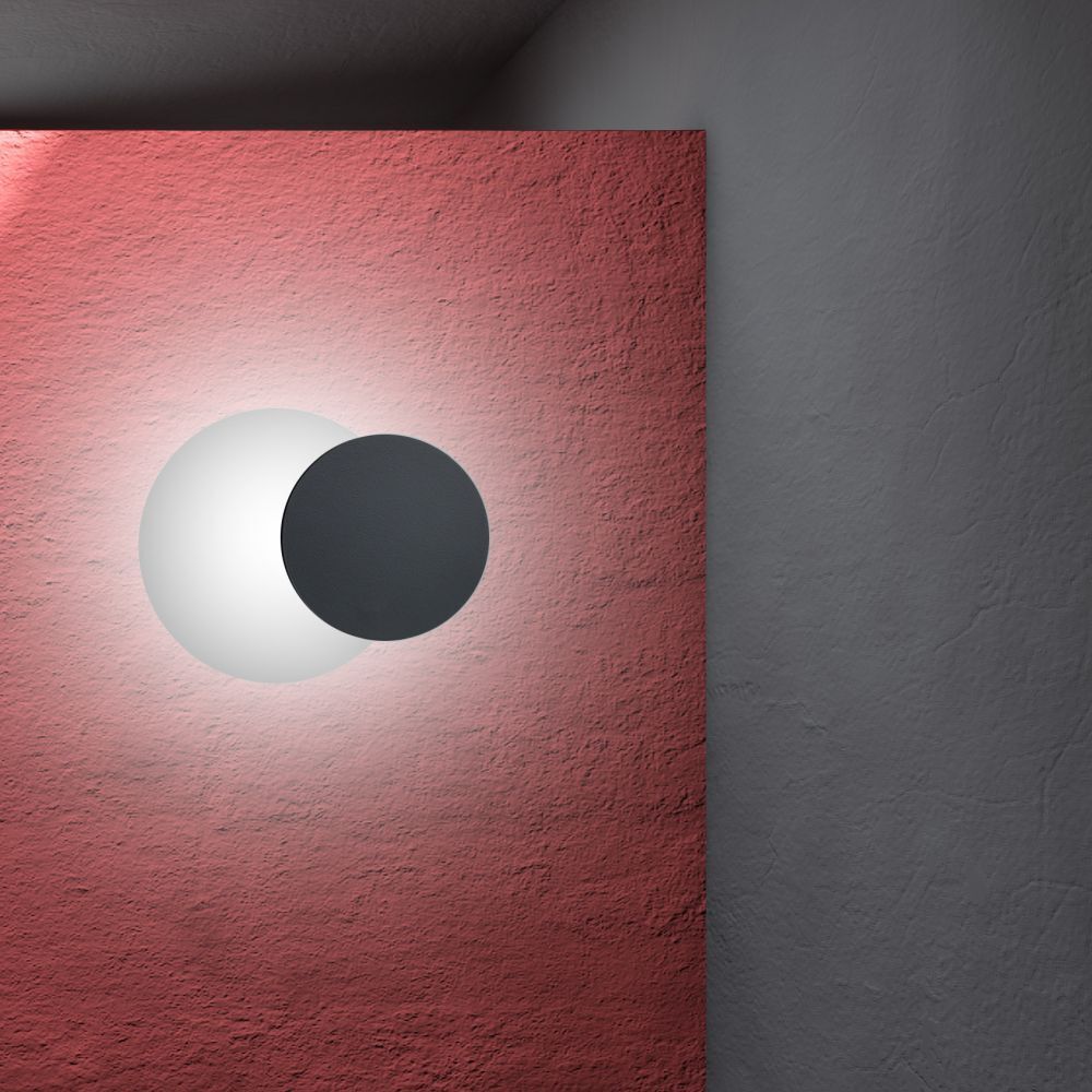 Applique murale noire ronde G9 éclairage indirect