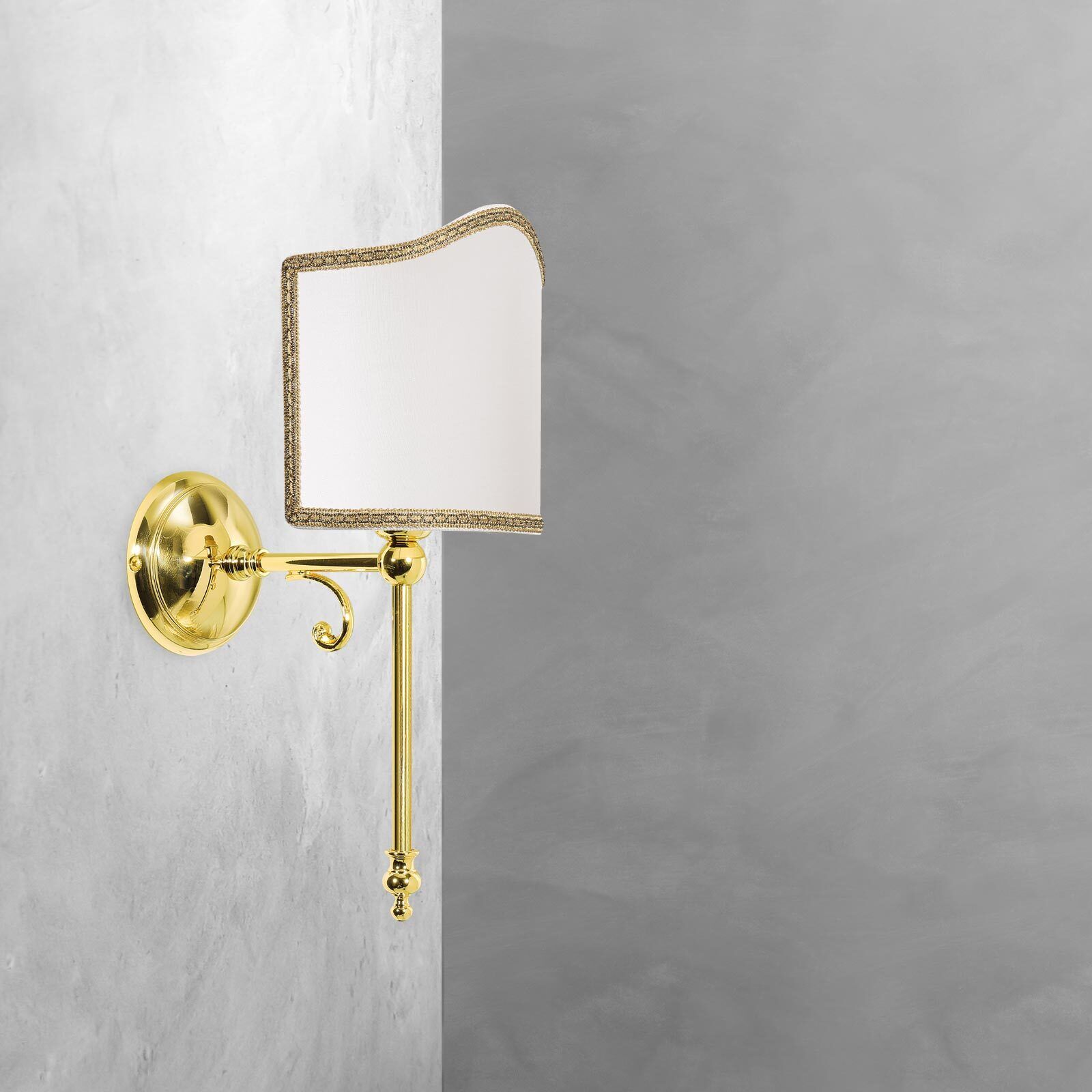 Applique E14 laiton poli tissu blanc Classique