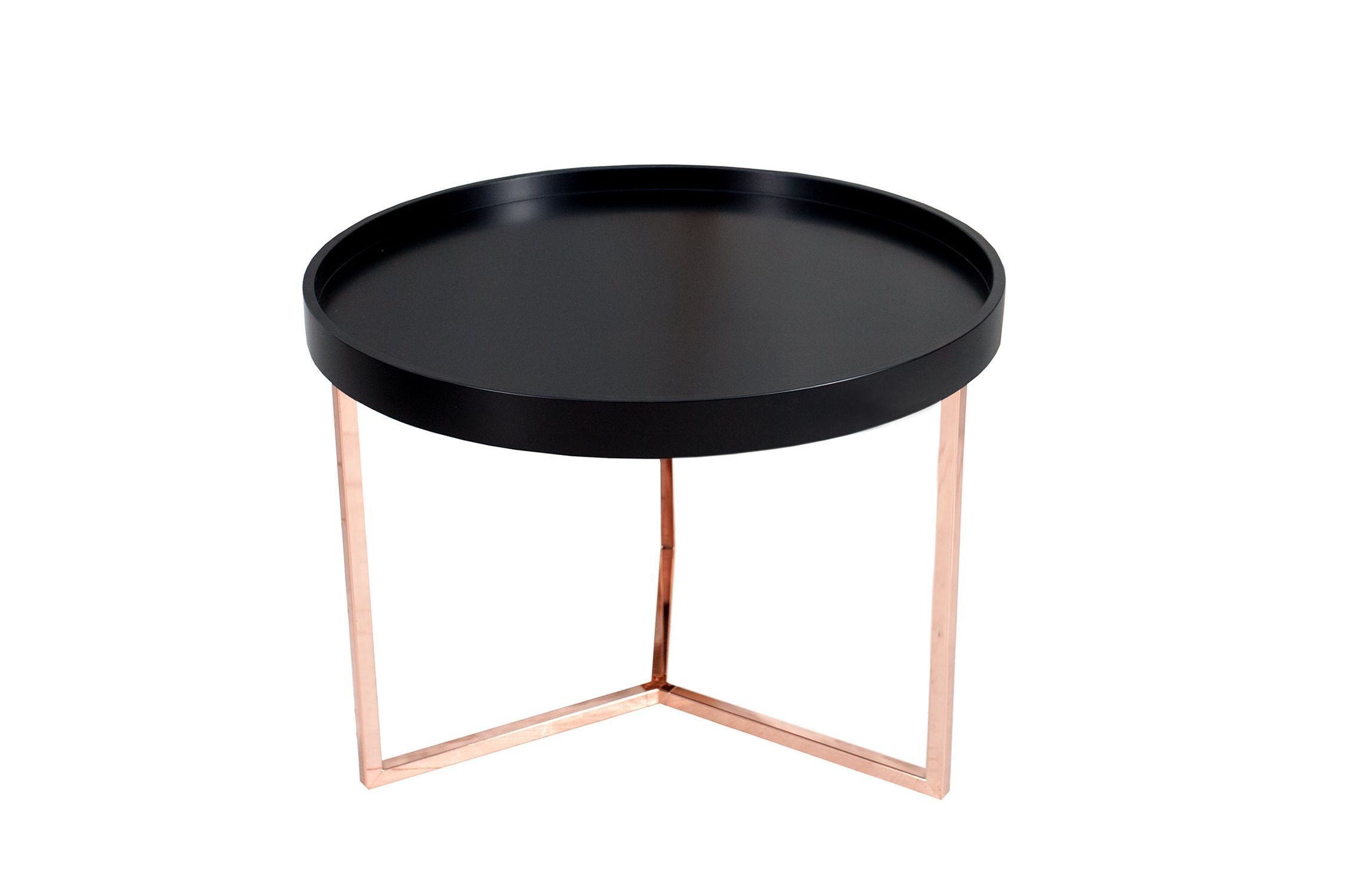 Table basse bois métal noir cuivre 60x60 avec plateau