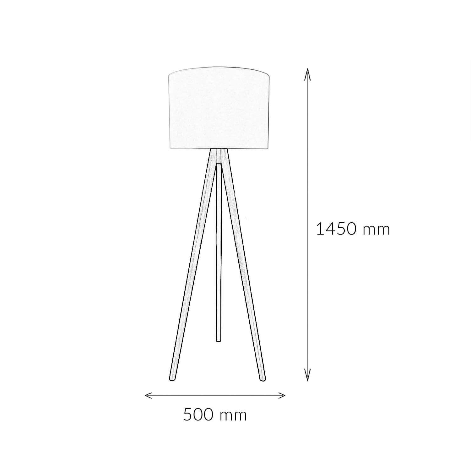 Stehleuchte klein 145 cm Dreibein E27 Stoff Holz Wohnzimmer Lampe, Stativ