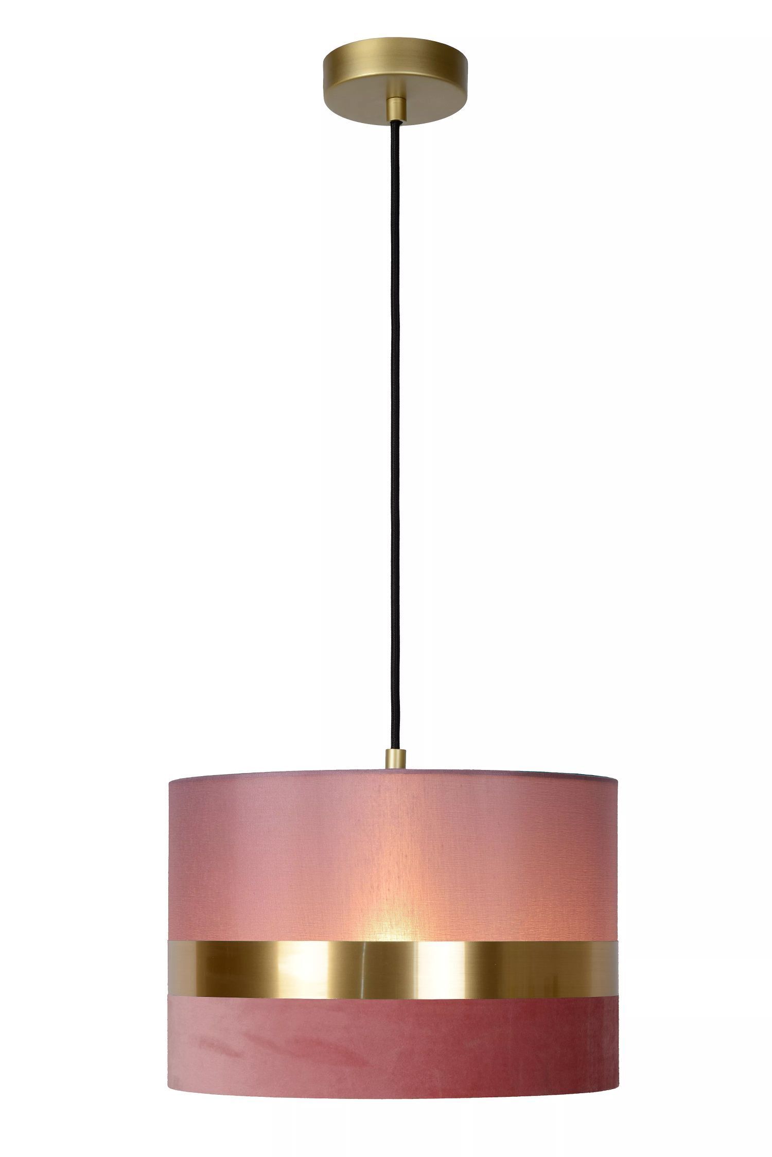 Stilvolle Pendelleuchte Stoff Pink Gold E27 Ø30 cm rund Lampe