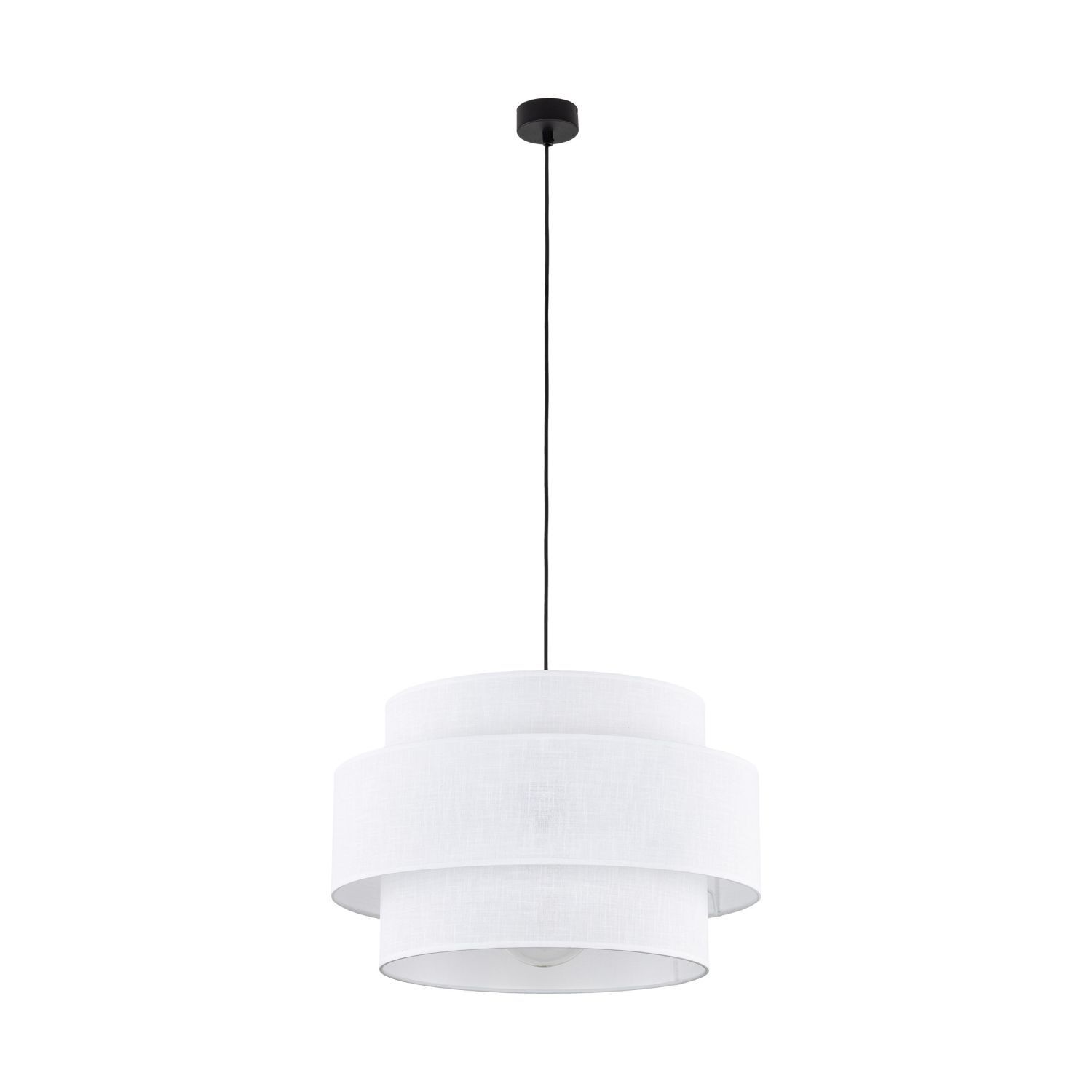 Suspension Blanc Ø 50 cm H : max. 160 cm Tissu Métal E27