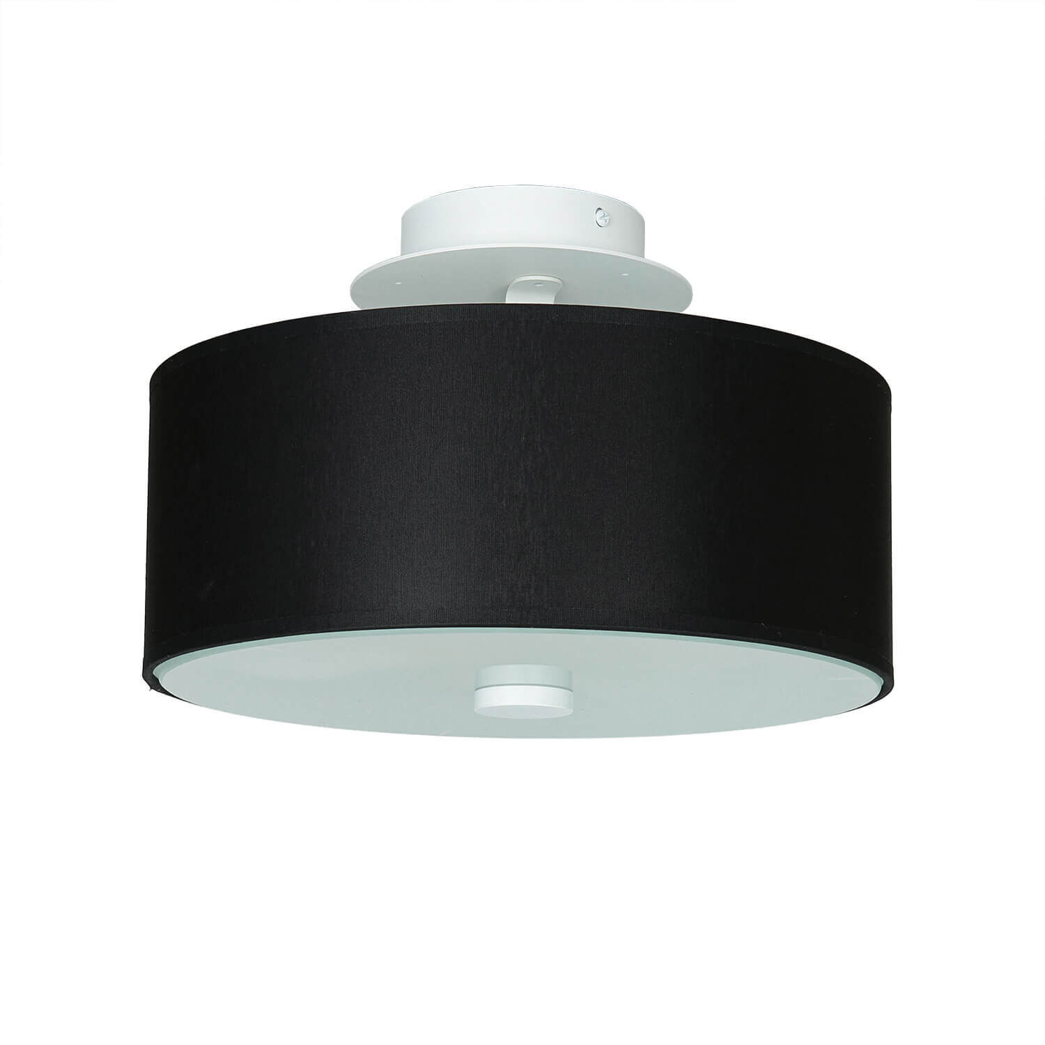 Plafonnier rond noir Ø 30 cm faible éblouissement tissu verre