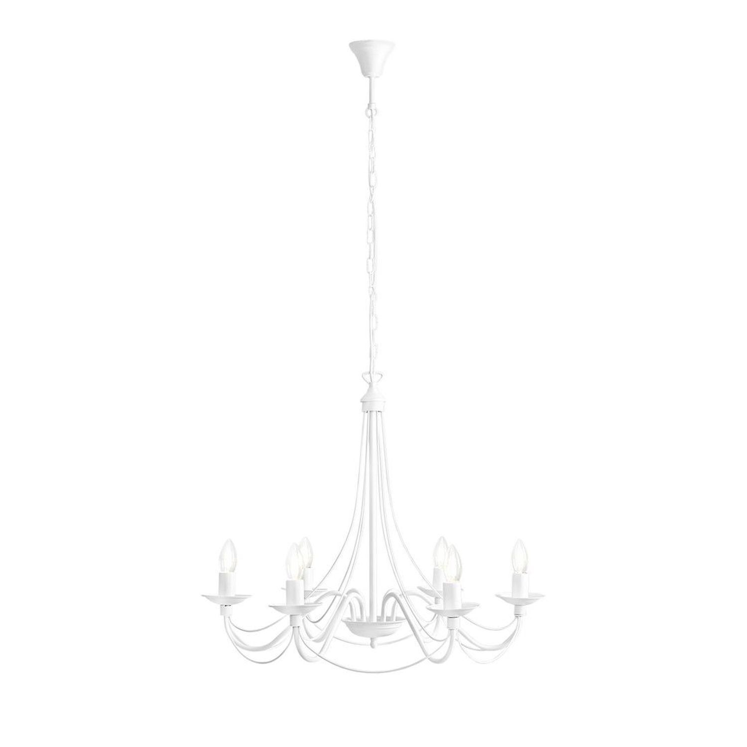 Lustre classique blanc métal 6 flammes bougies