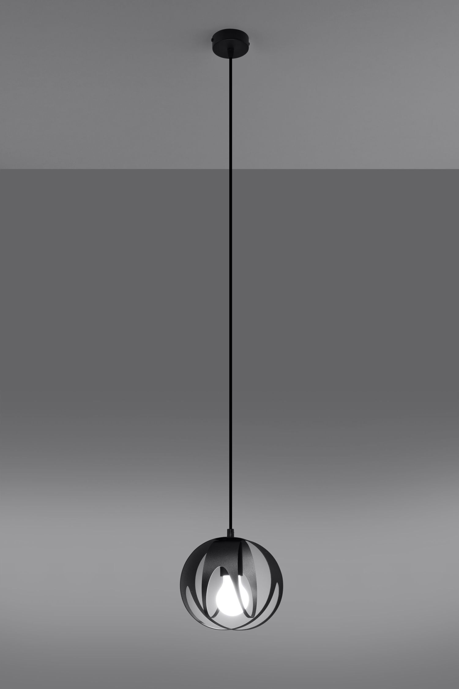 Lampe à suspendre Noir Ø 16 cm rond métal boule E27