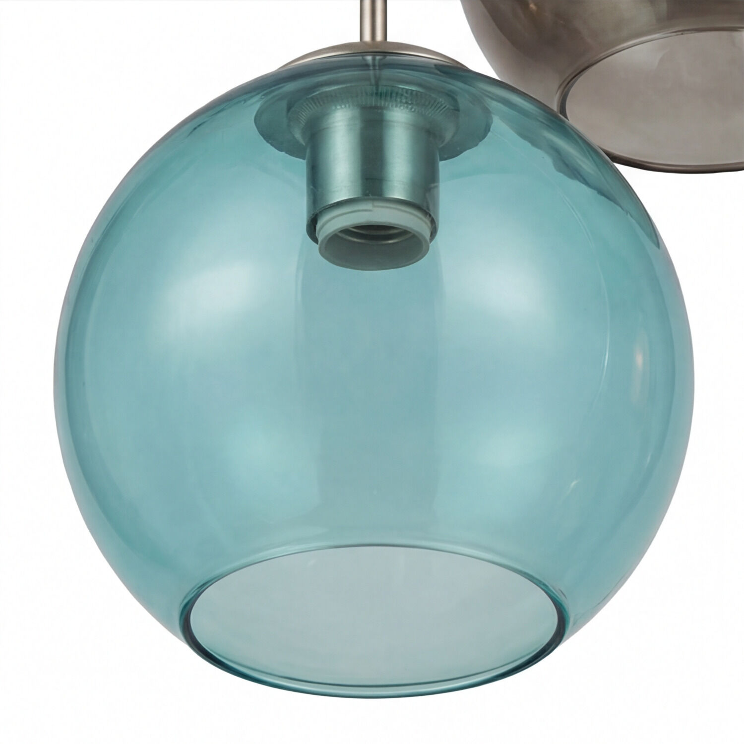 Hängeleuchte Glas Ø 50 cm 5-flammig E27 Bunt Chrom Deckenleuchte, Glaskugel, Türkis, Hängelampe, Metall