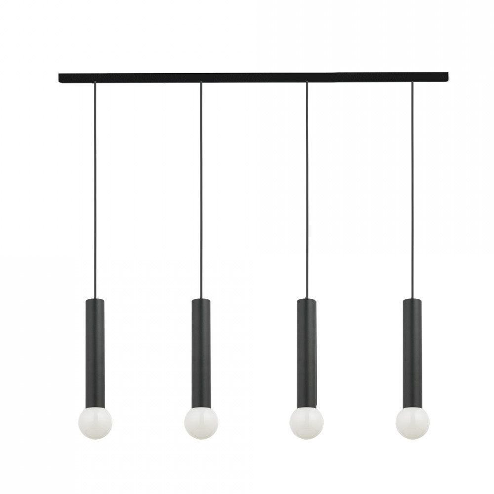 Lampe à suspendre Noir Métal 4 flammes Design moderne Lampe à suspendre Noir Métal 4 flammes Design moderne