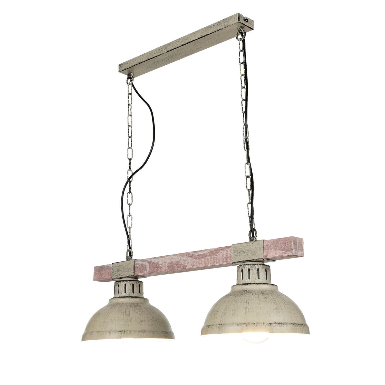 Suspension rustique HAKON Shabby Blanc Bois véritable