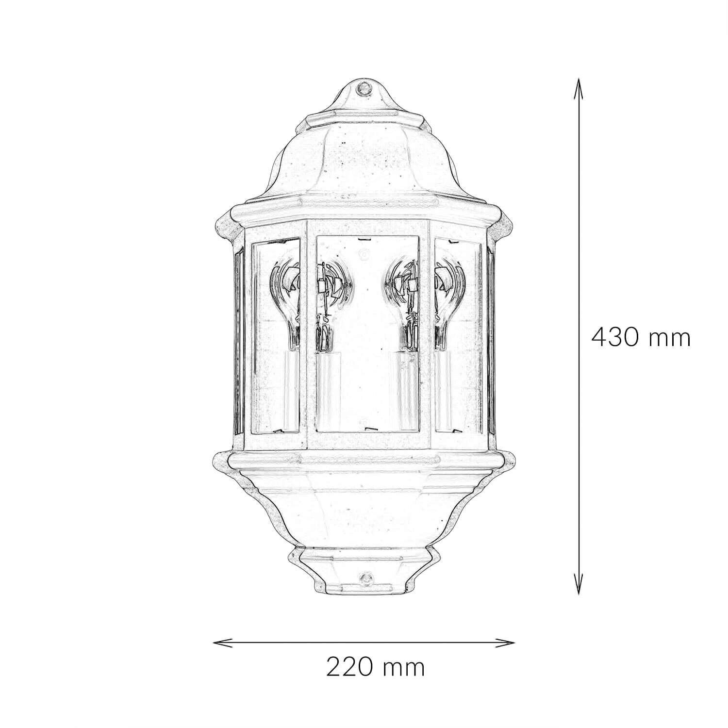 Applique Extérieur IP44 Verre Alu H : 43 cm 2x E27 Noir