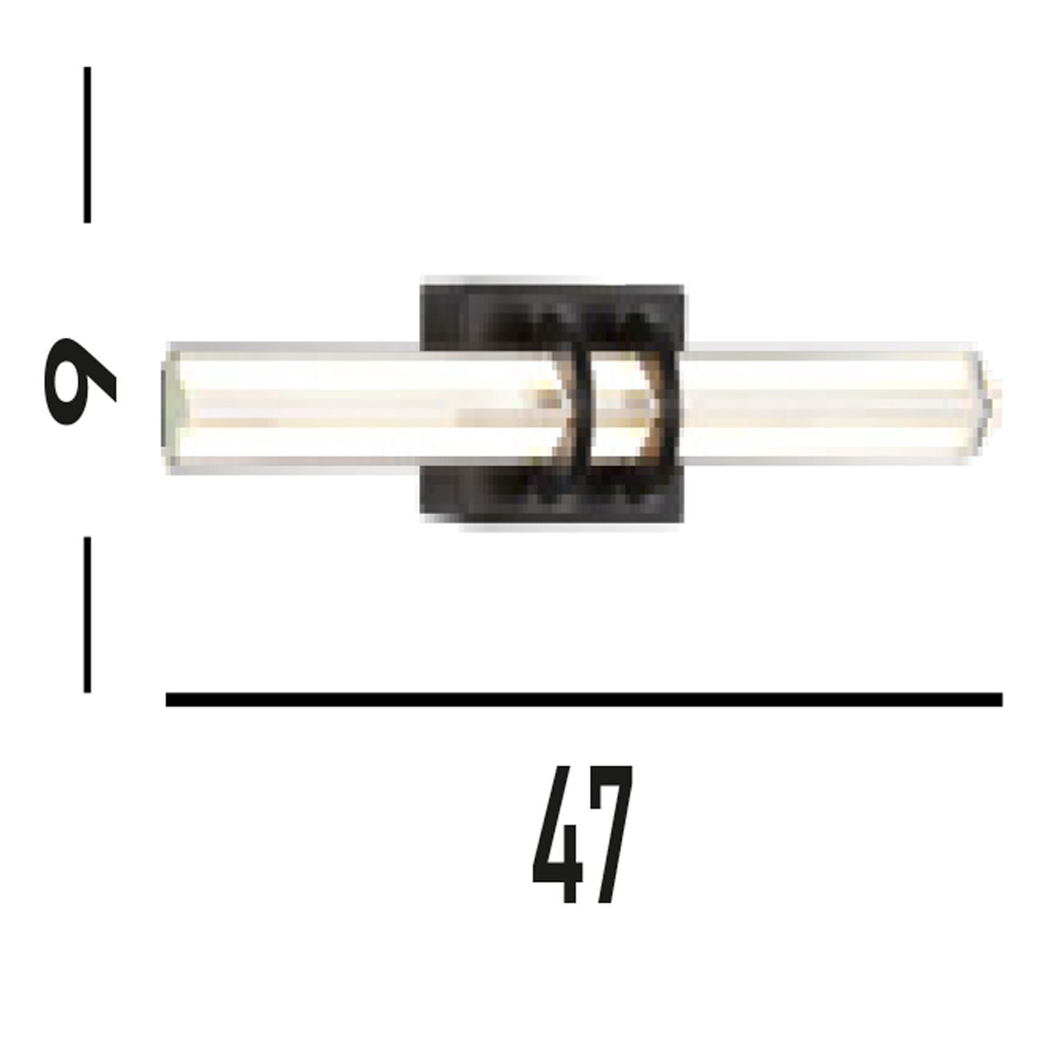 LED Spiegelleuchte Metall Glas Schwarz IP44 B:46,5 cm Glühlampe, LED-Lampe, Birne, Glühbirne, Röhre (LED)