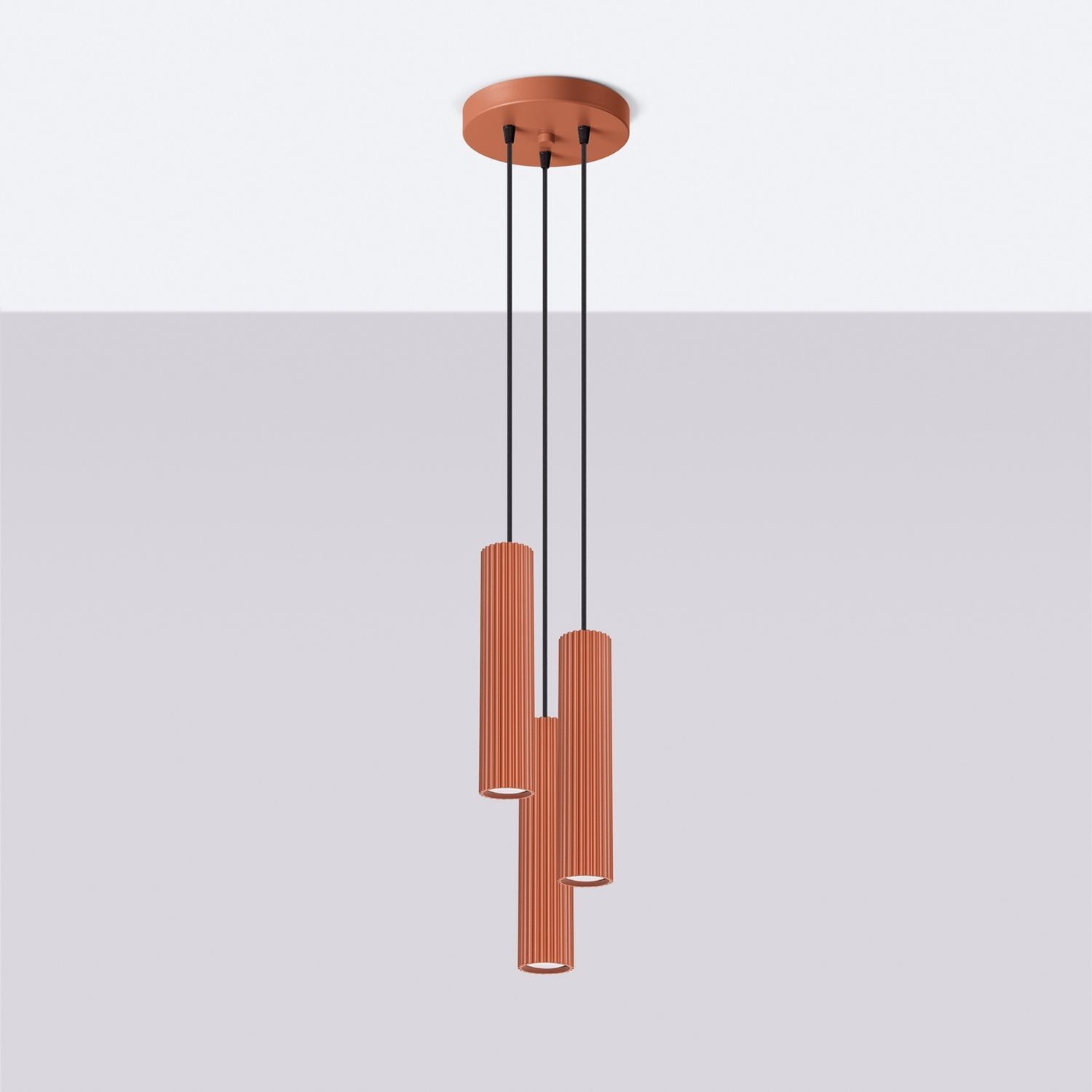 Suspension 3 flammes GU10 rouge en aluminium L : 19,5 cm