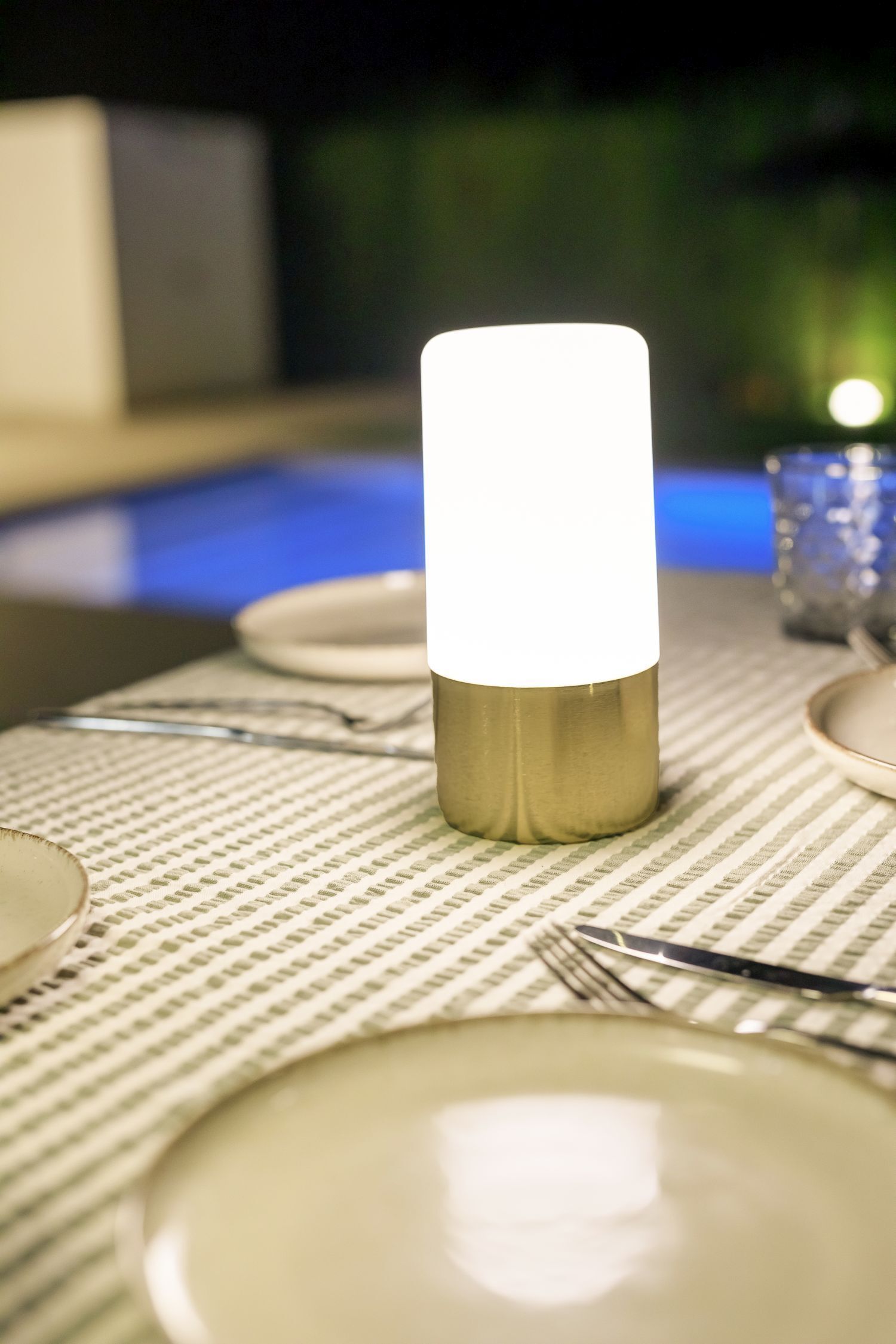 Akku Tischlampe LED Dimmer Farbwechsel tragbar IP44 außen Tabelle, Tischplatte, Lampe, Esstisch, Tischdecke