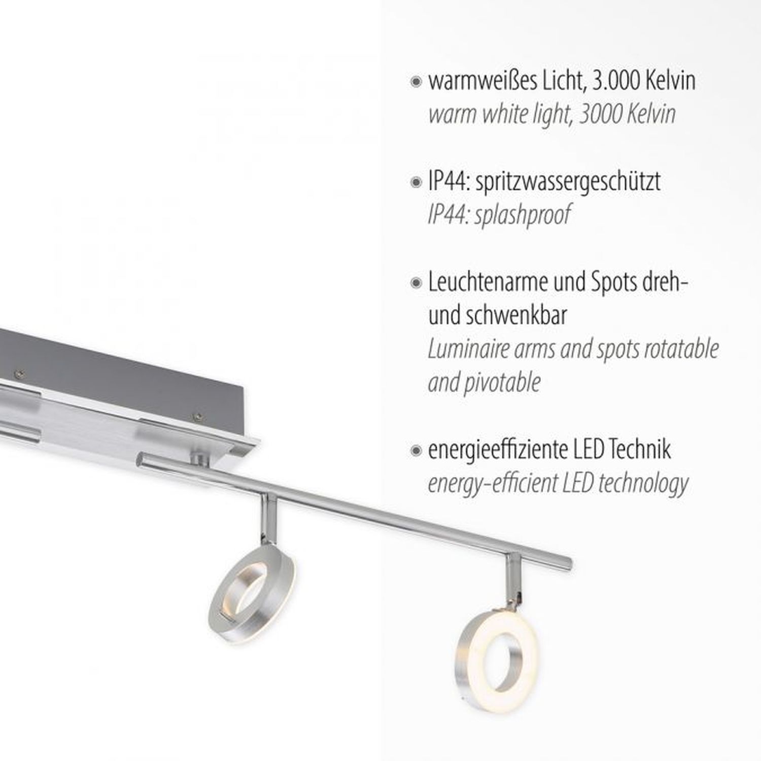 Beweglicher LED Deckenstrahler in Aluminium IP44 94 cm Beleuchtung