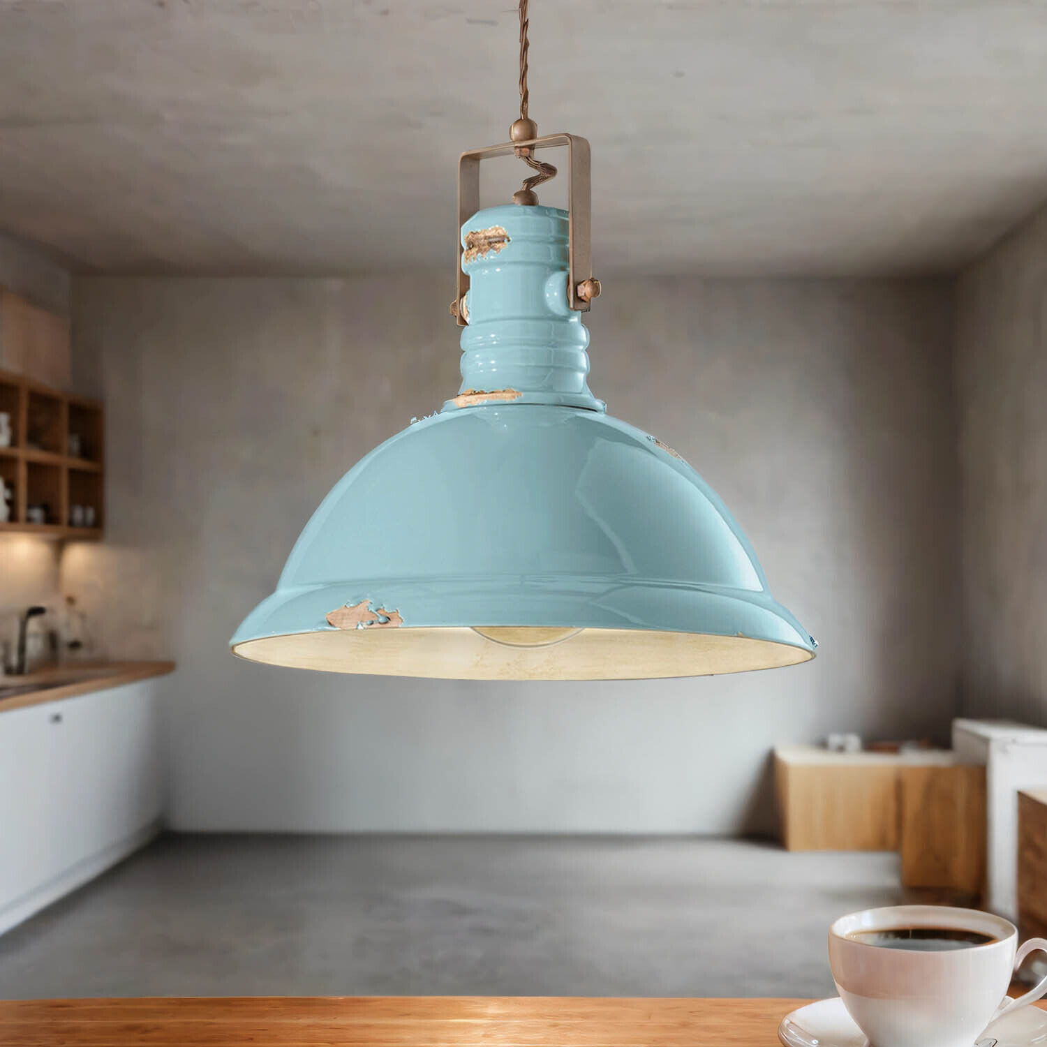 Lampe à suspendre céramique métal E27 D : 40 cm rond