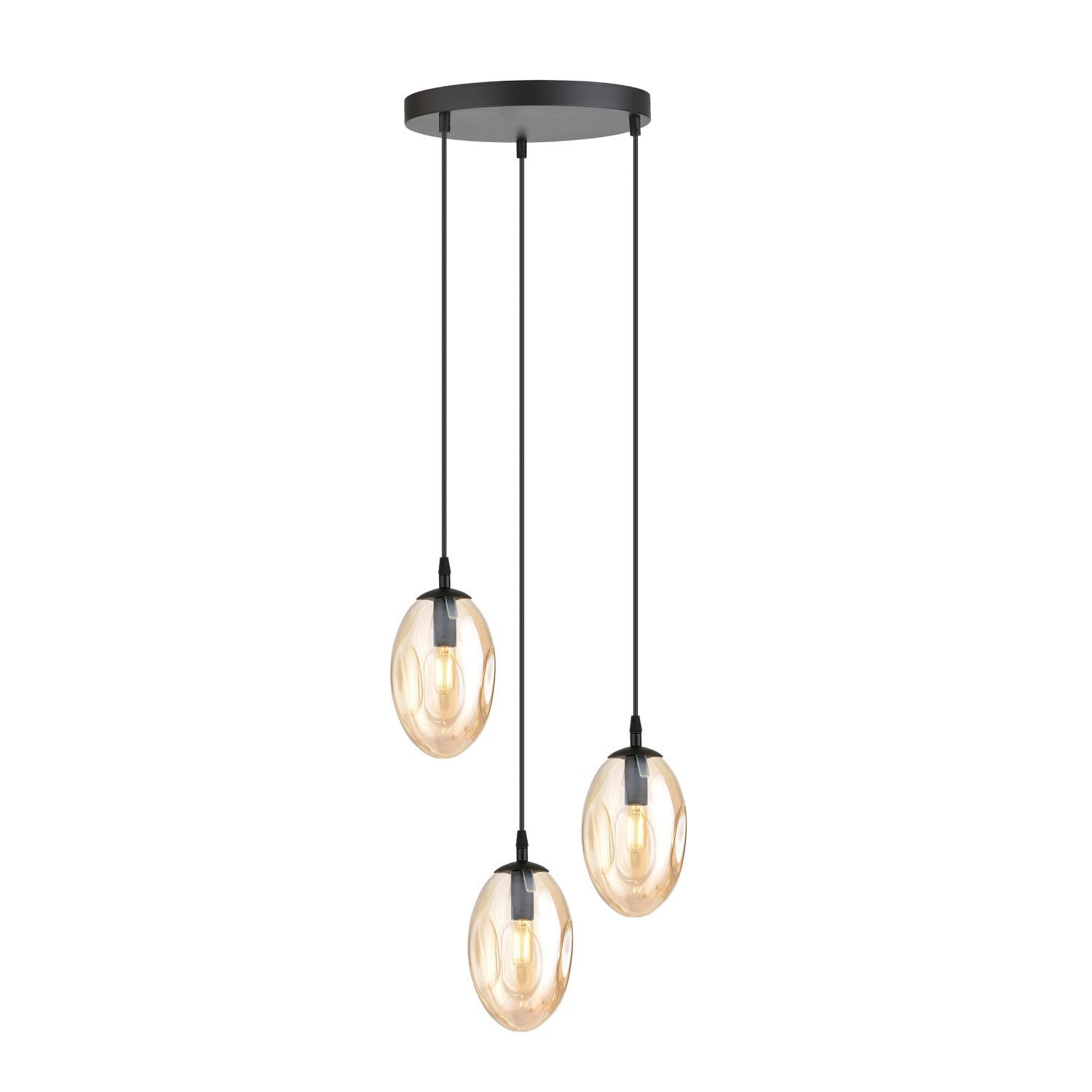 Lampe à suspendre en verre à 3 flammes en ambre noir E14