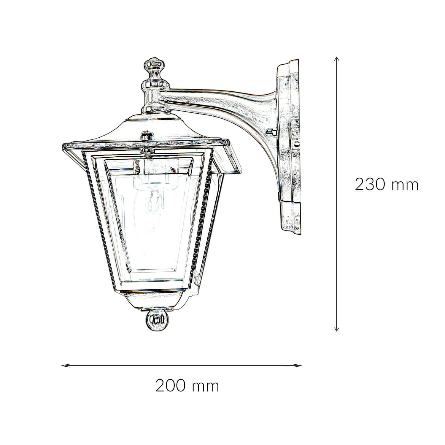 Lampe d'extérieur mur laiton massif en nickel E27