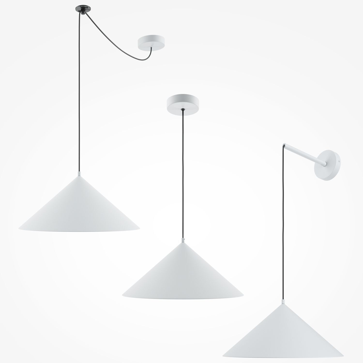 Lampe à suspendre métal ronde Ø 35 cm H : max. 318 cm Blanc E27
