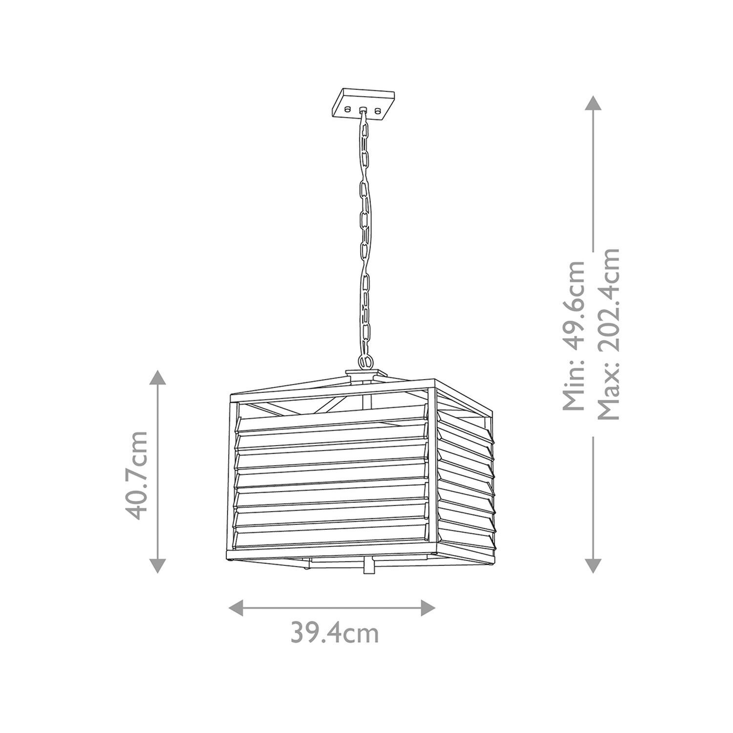 Suspension métal verre L : 39,4 cm Gris Gunmetal 4x E27
