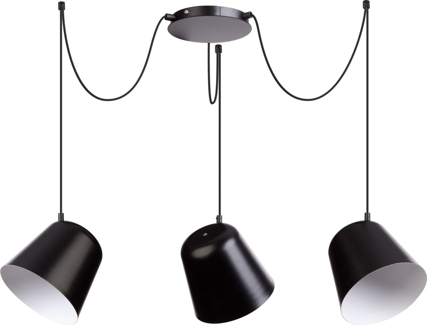 Longue lampe à suspendre Jawa 3 suspensions flexibles Noir