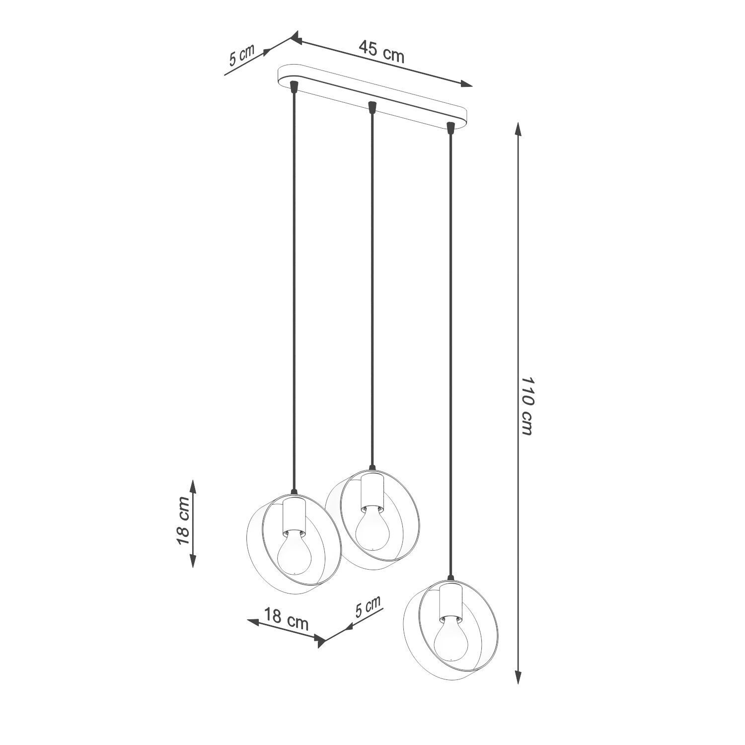 Lampe à suspendre Blanc Métal 3 flammes orientables E27