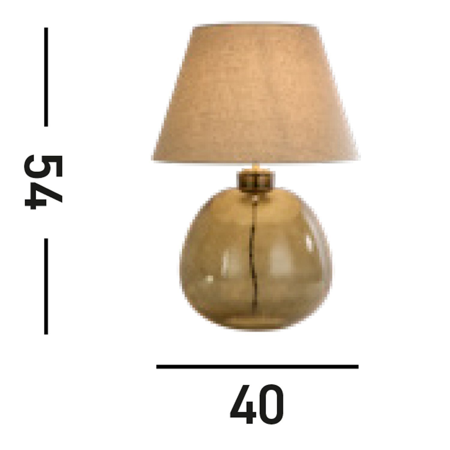 Lampe de chevet Socle en verre Abat-jour en tissu E27 56,5 cm
