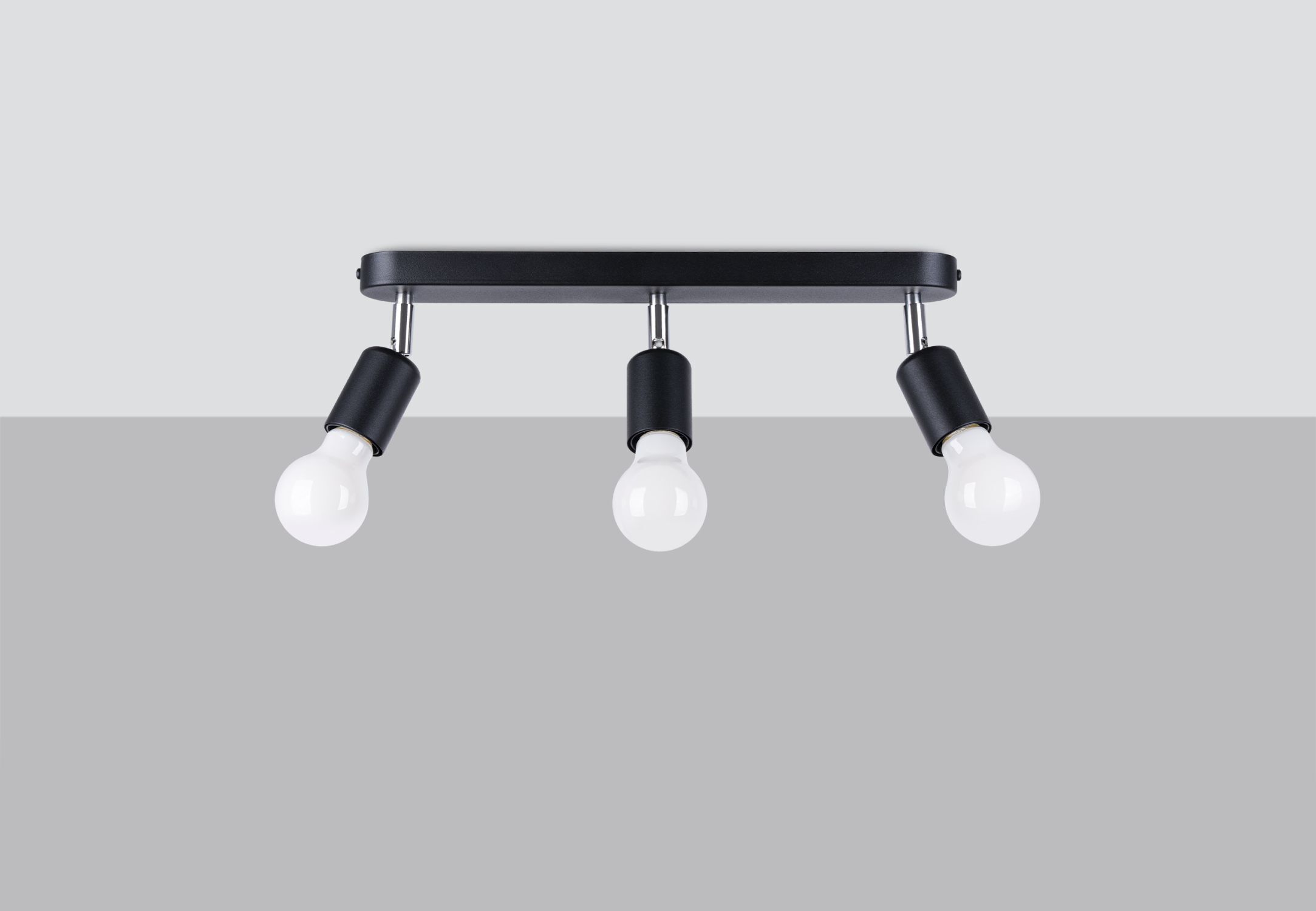 Spot de plafond noir 3 flammes orientable E27 métal