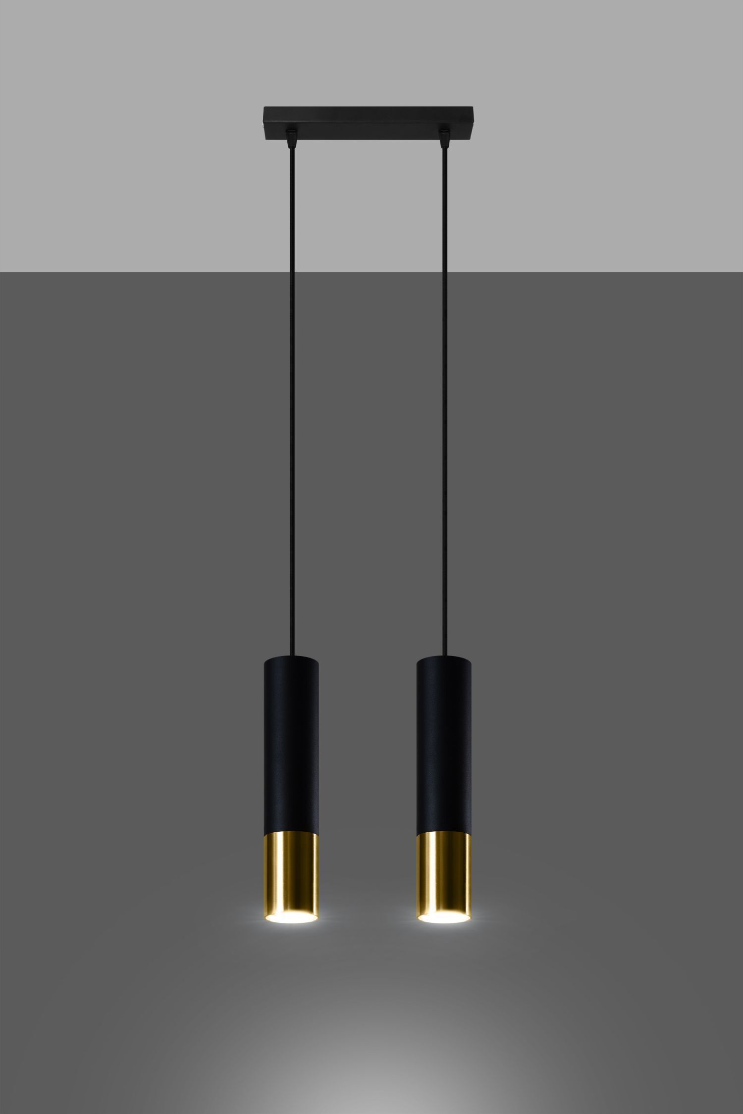 Suspension noir or orientable 2 flammes GU10