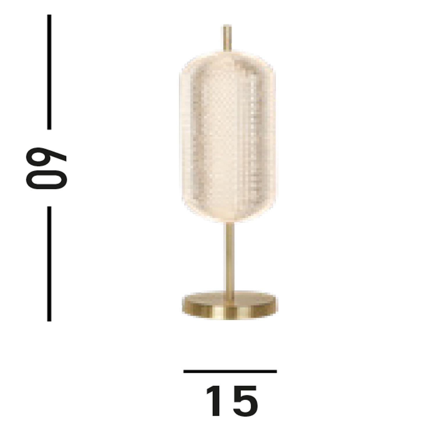 LED Tischleuchte dimmbar Metall 60 cm in Messing 3000 K Tischleuchte, Gold, Glasschirm, Metallstandfuß, 15 cm