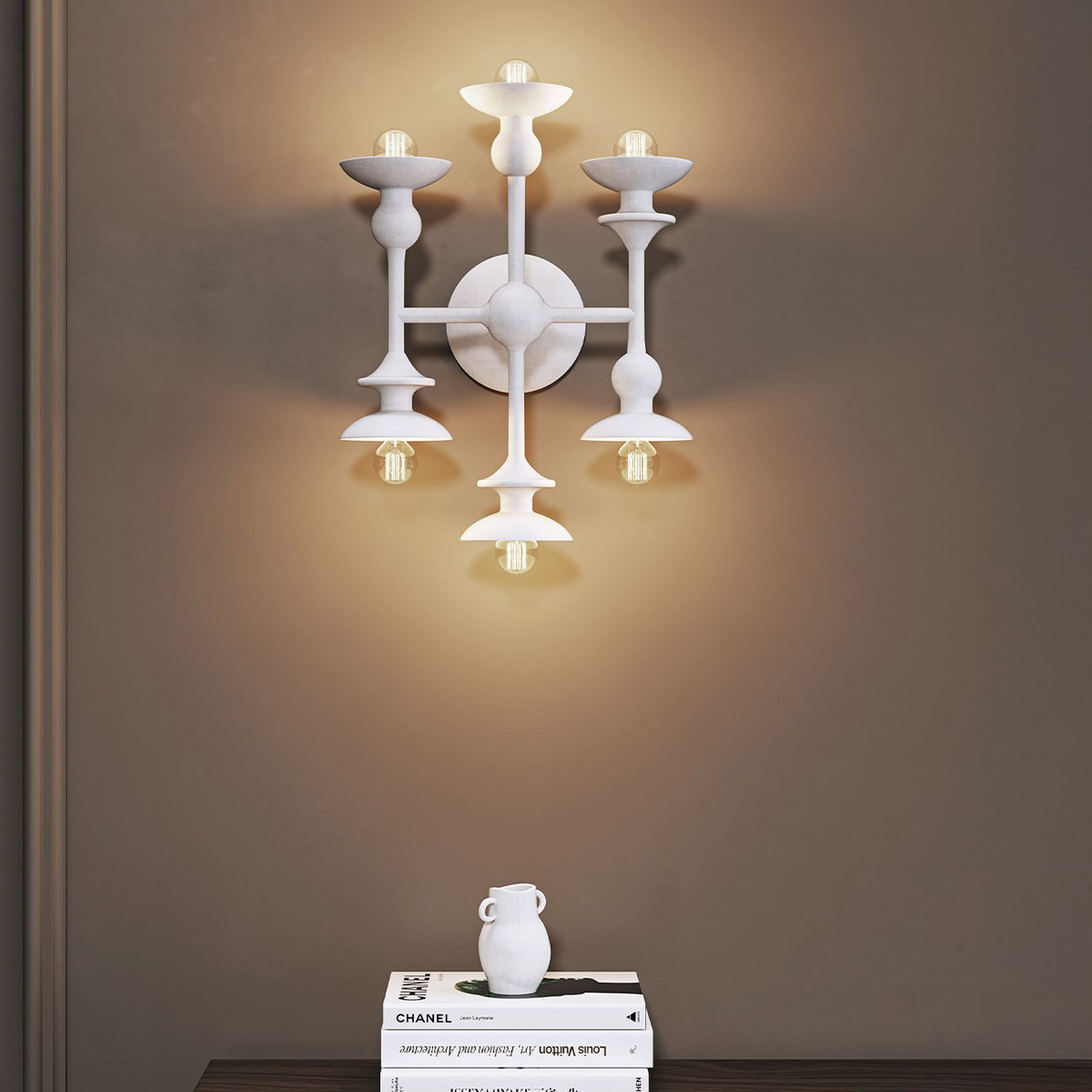 wandleuchte-badezimmer-lampen-metall-lampen-alarun-6x-e14-bis-60w-weiss-antik-dimmbar-stahl-fuer-wohnzimmer-bad-landhaus-le141981-08 Wandlampe, Kronenleuchte, Metall, Weiß, Wandlampe