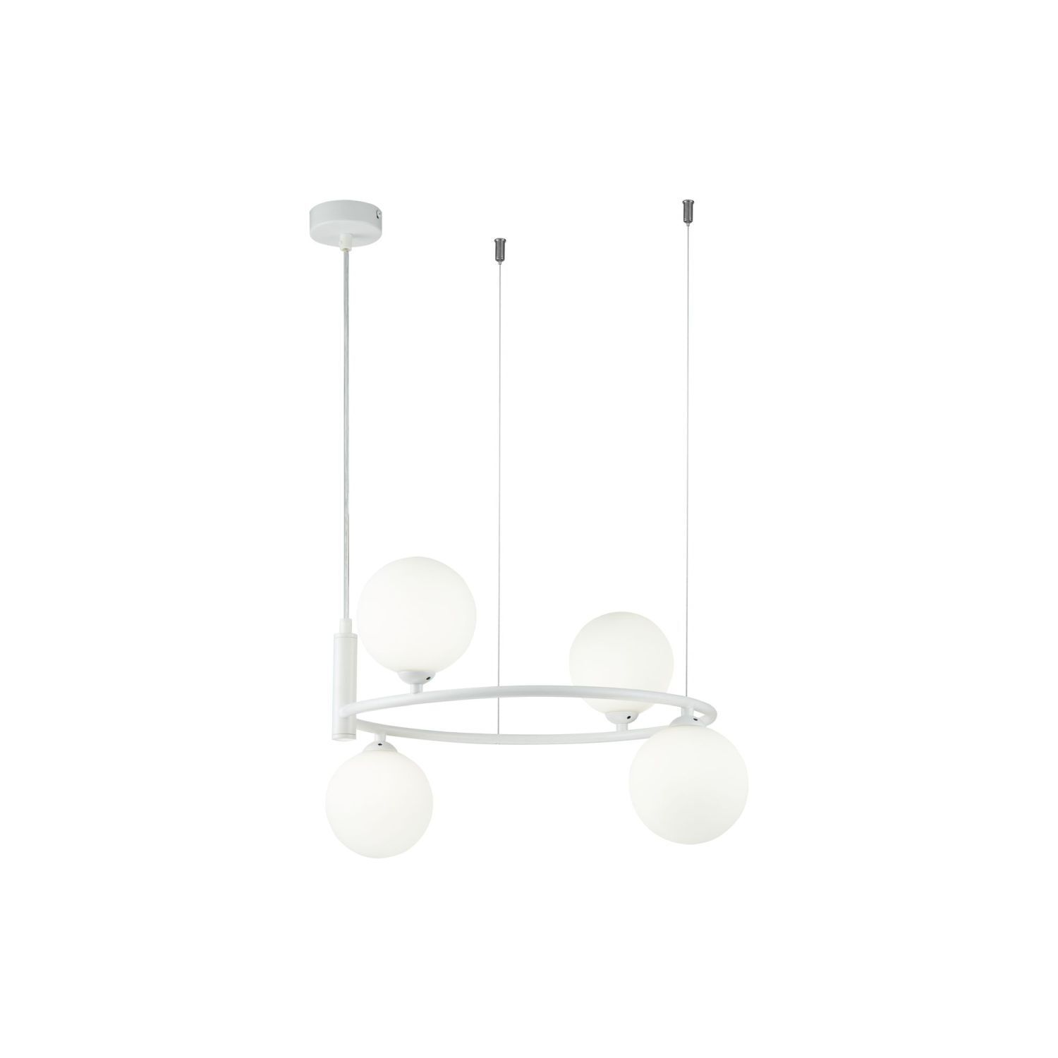 Suspension métal verre L : 39 cm H : max. 184 cm Blanc