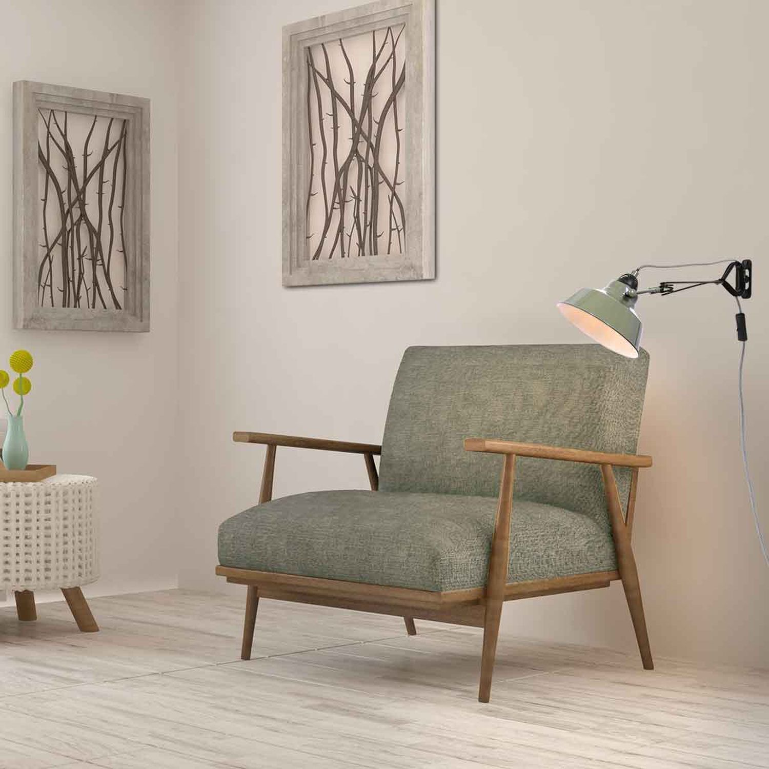 Projecteur mural avec fiche Vert Blanc P:36 cm E27 flexible