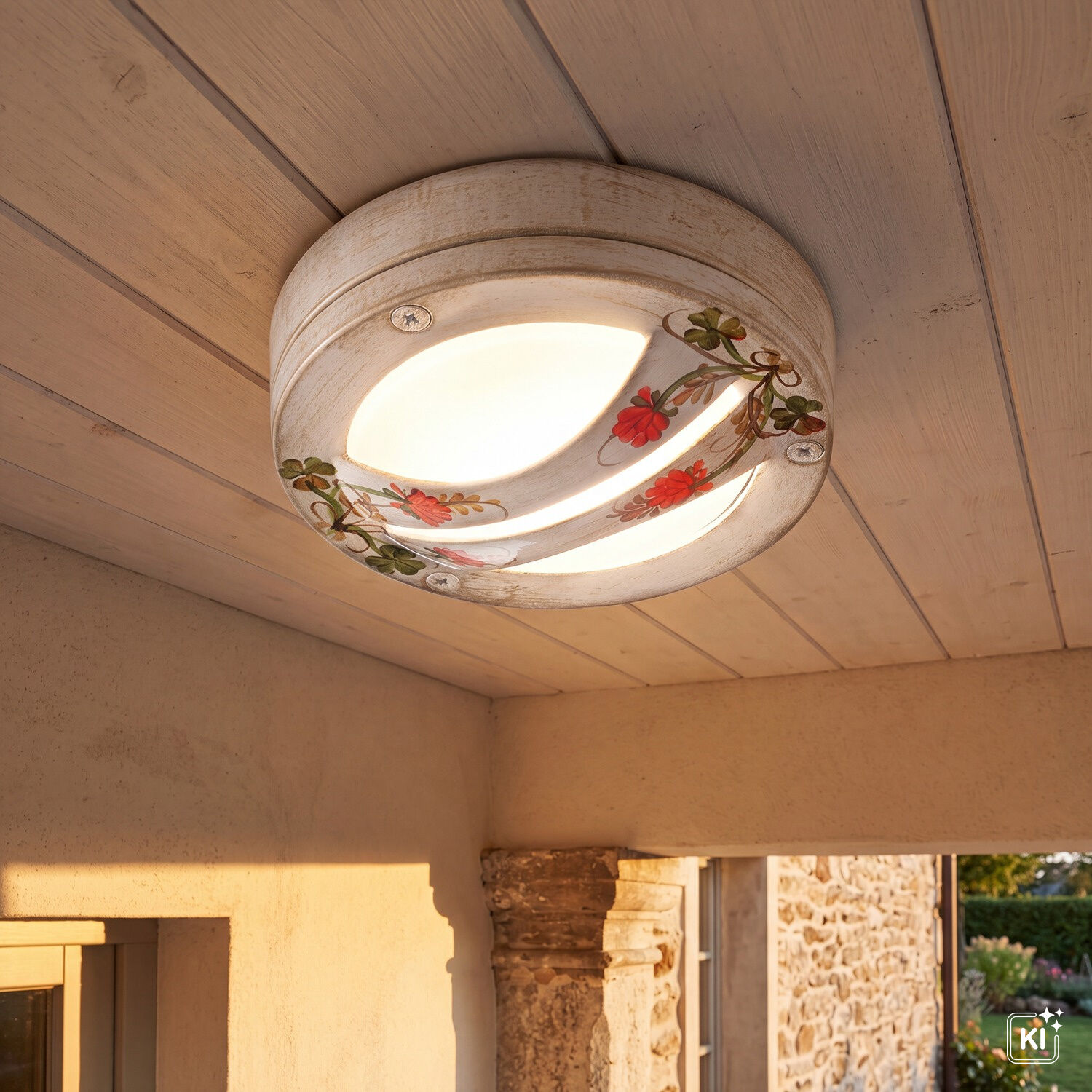 le112932-deckenleuchte-garten-terrasse-aussen-aluminium-rustikal-maritim-g9-ip44-dimmbar-gold-02 deckenleuchte, wandlampe, vintage, blumenmuster, holzoptik