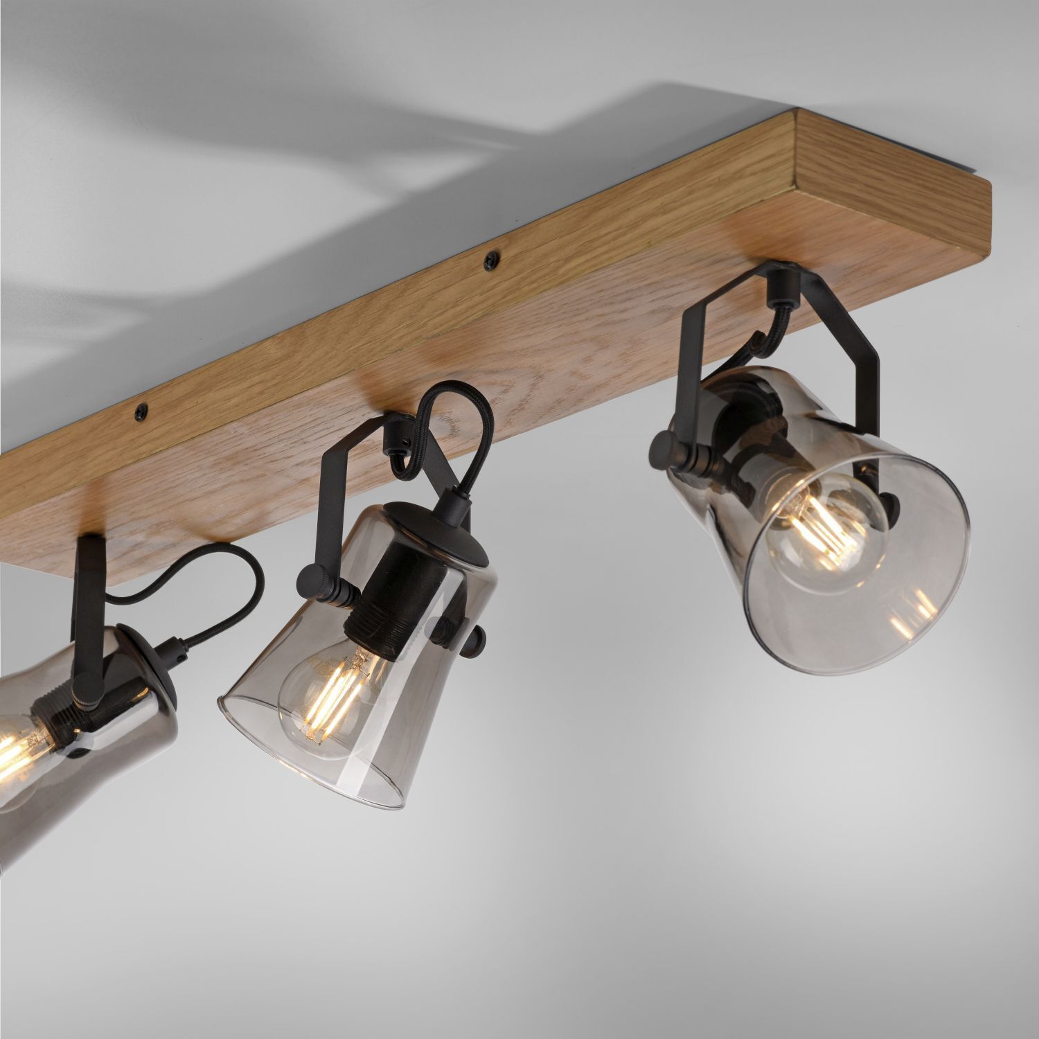 Verstellbarer Deckenspot Glas Eiche E14 65 cm blendarm Beleuchtung, Leuchte