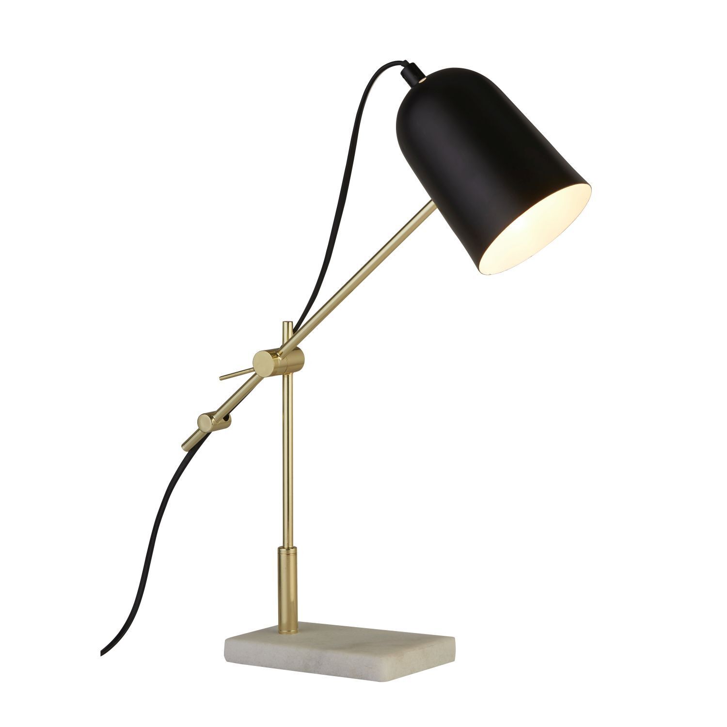 Lampe de bureau réglable H : 49 cm Métal Marbre E14