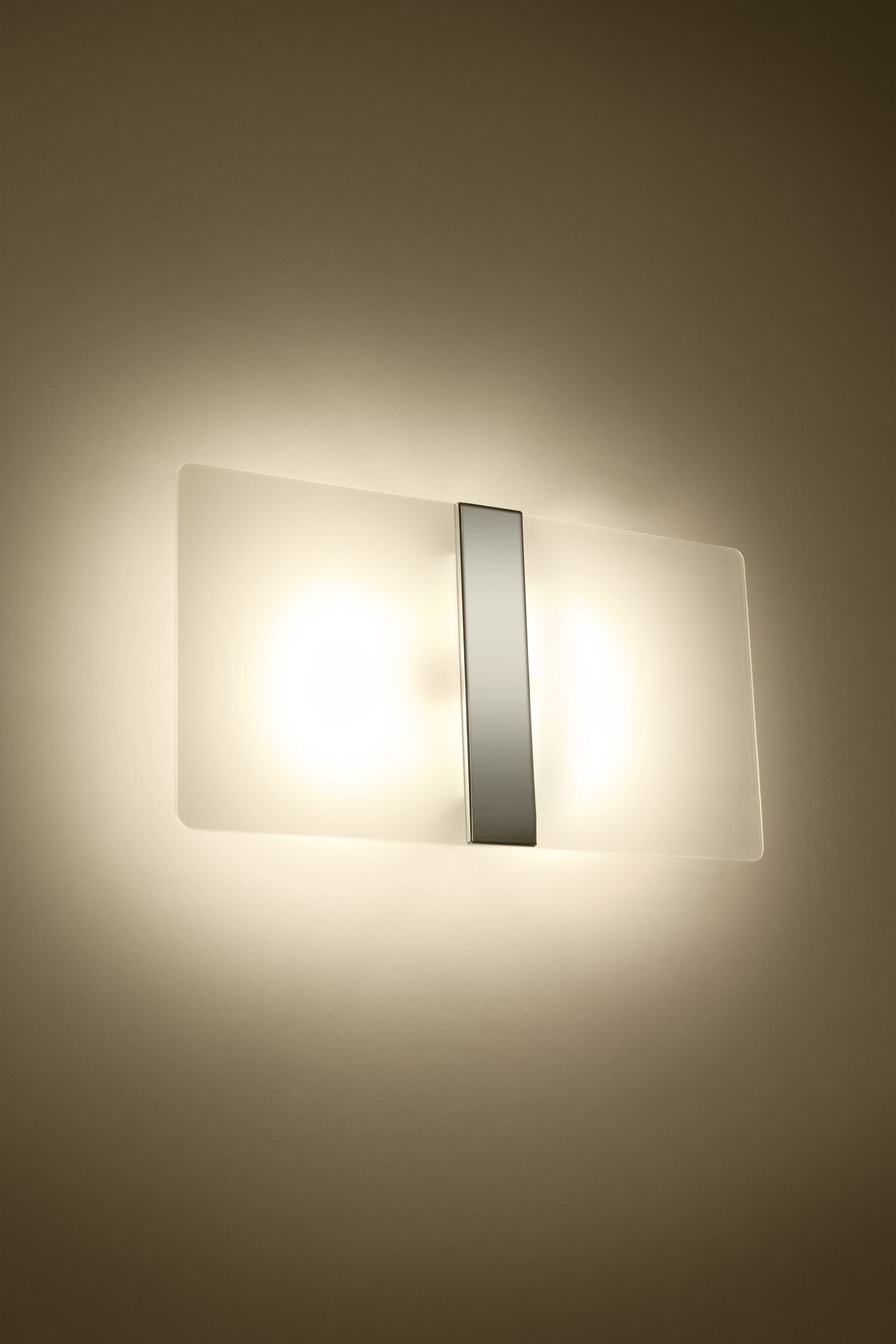 Applique verre métal 35 cm large blanc chrome 2x G9