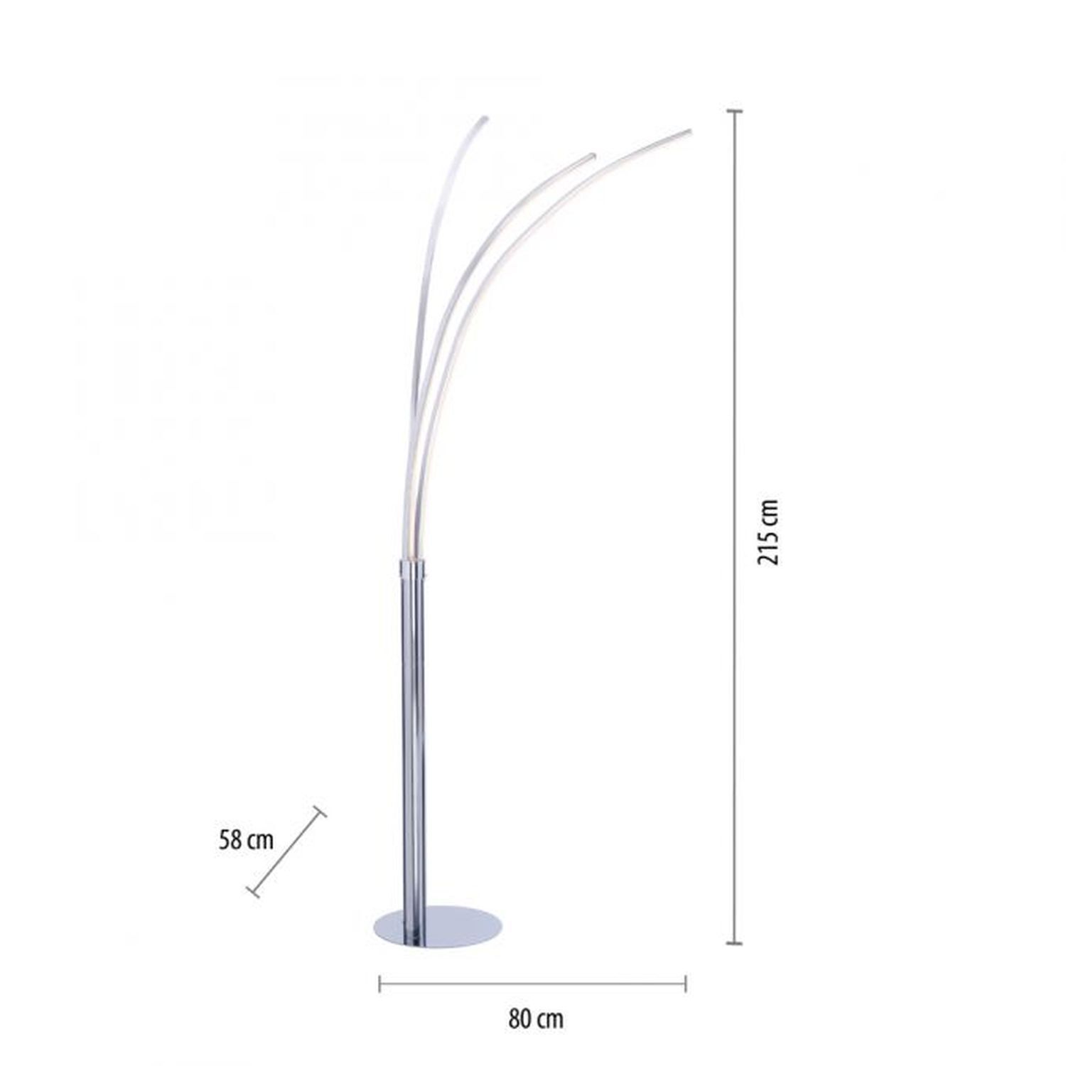 LED Bogenleuchte in Chrom Metall 6 W 733 lm 215 cm XXL Lampe
