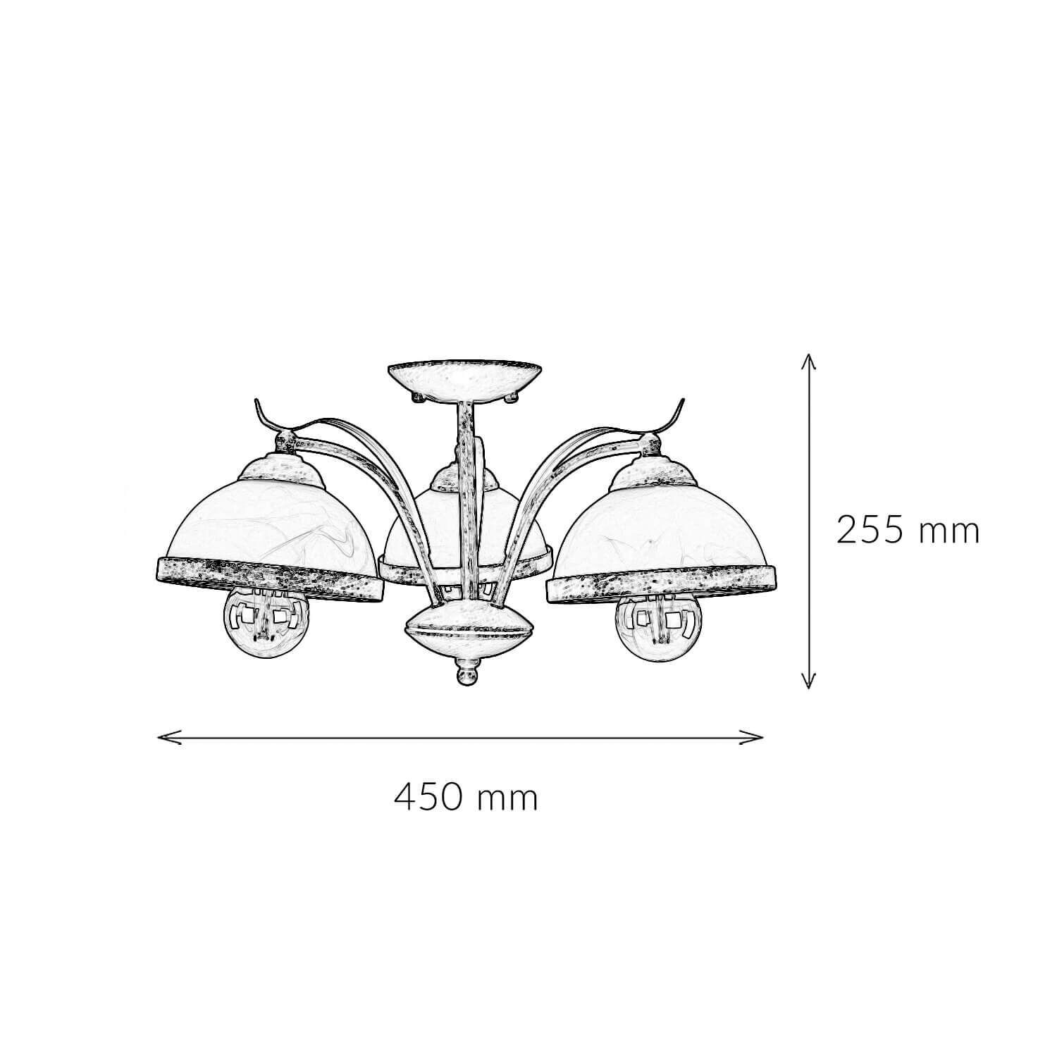 Plafonnier KORFU en laiton antique 3-flmg Leuchter, Lampe, Kunst