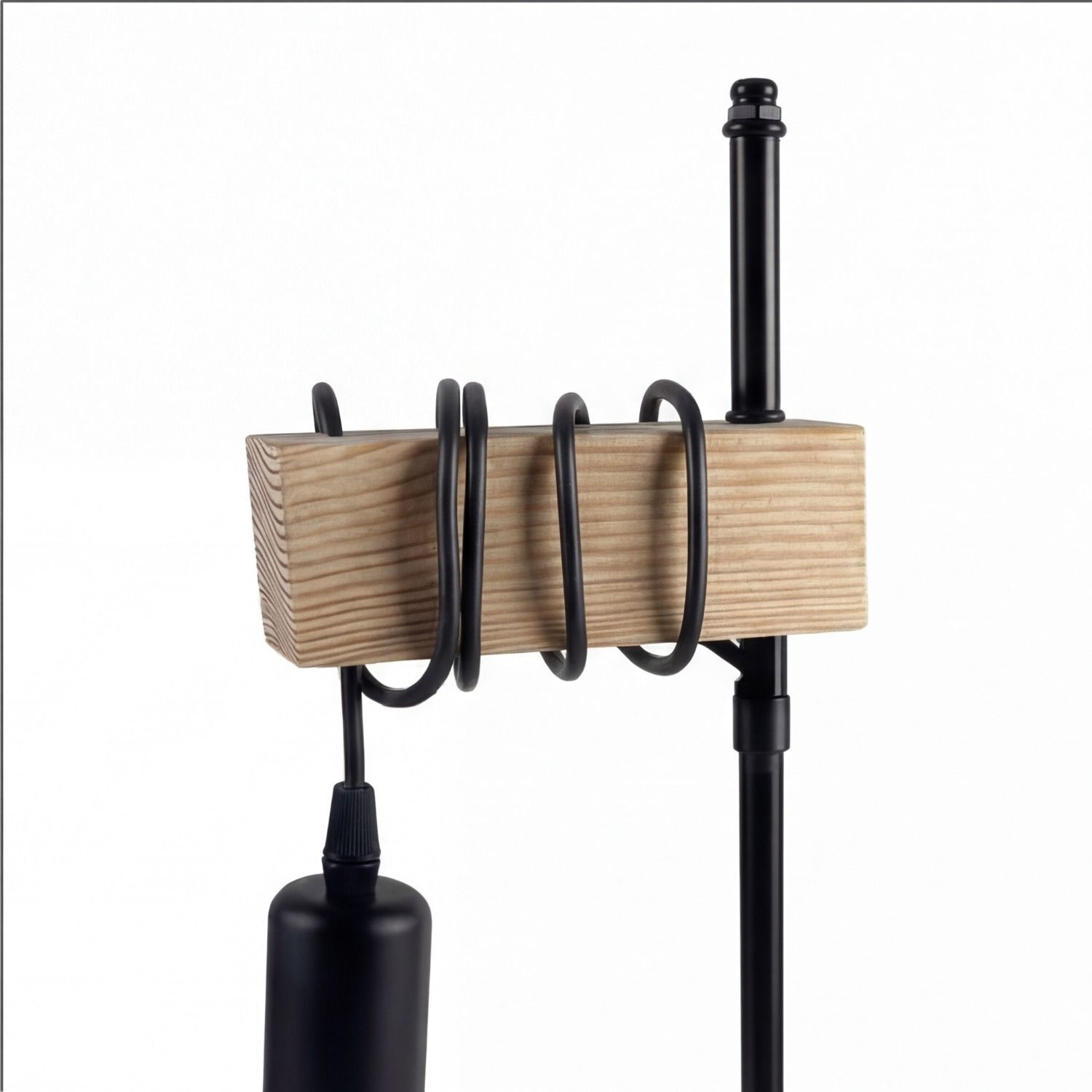 Holzblock, Halterung, Metallstange, Schlaufenhalter, Klemmstaple